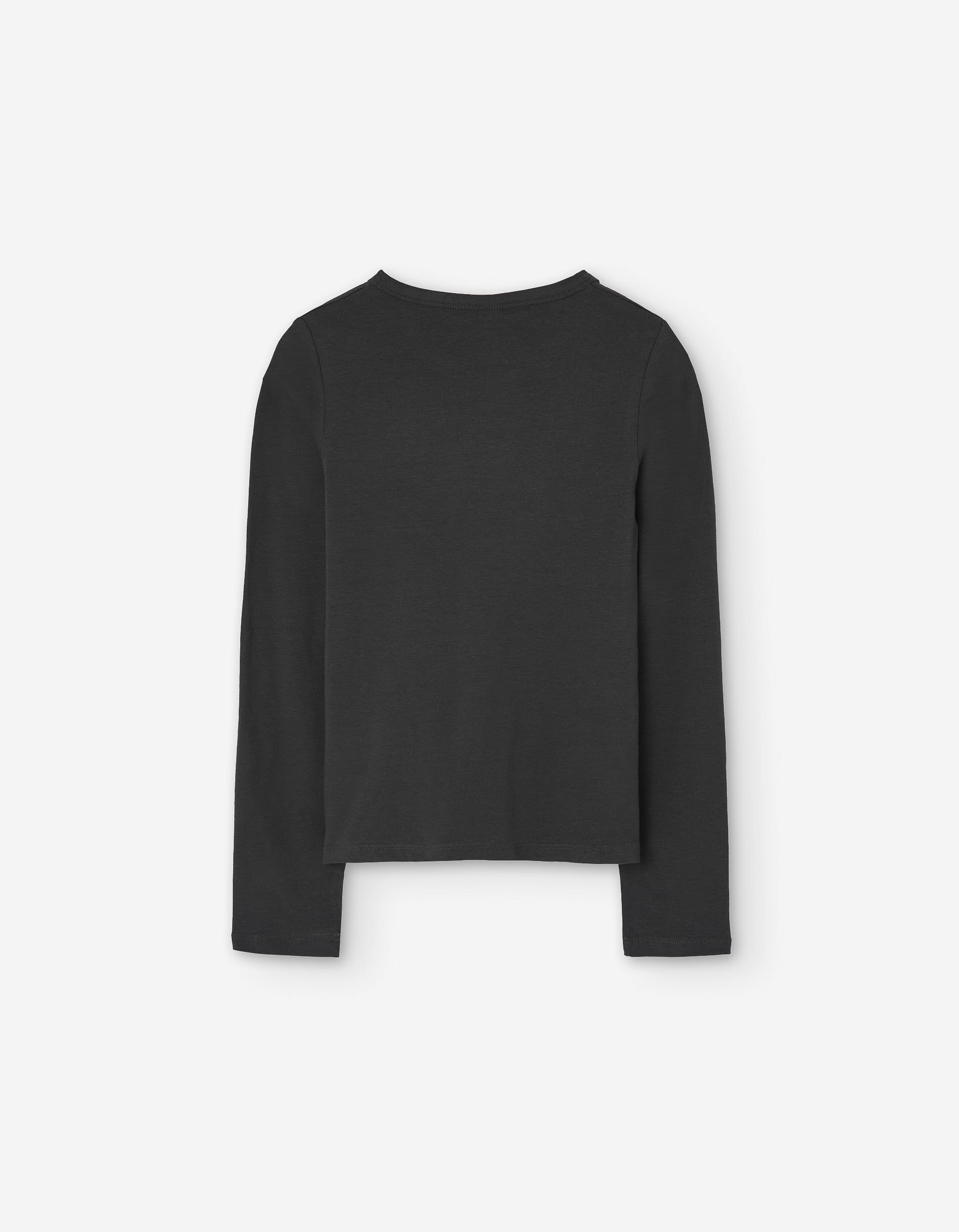 Long sleeve cotton T-shirt with star in strass for girls, black