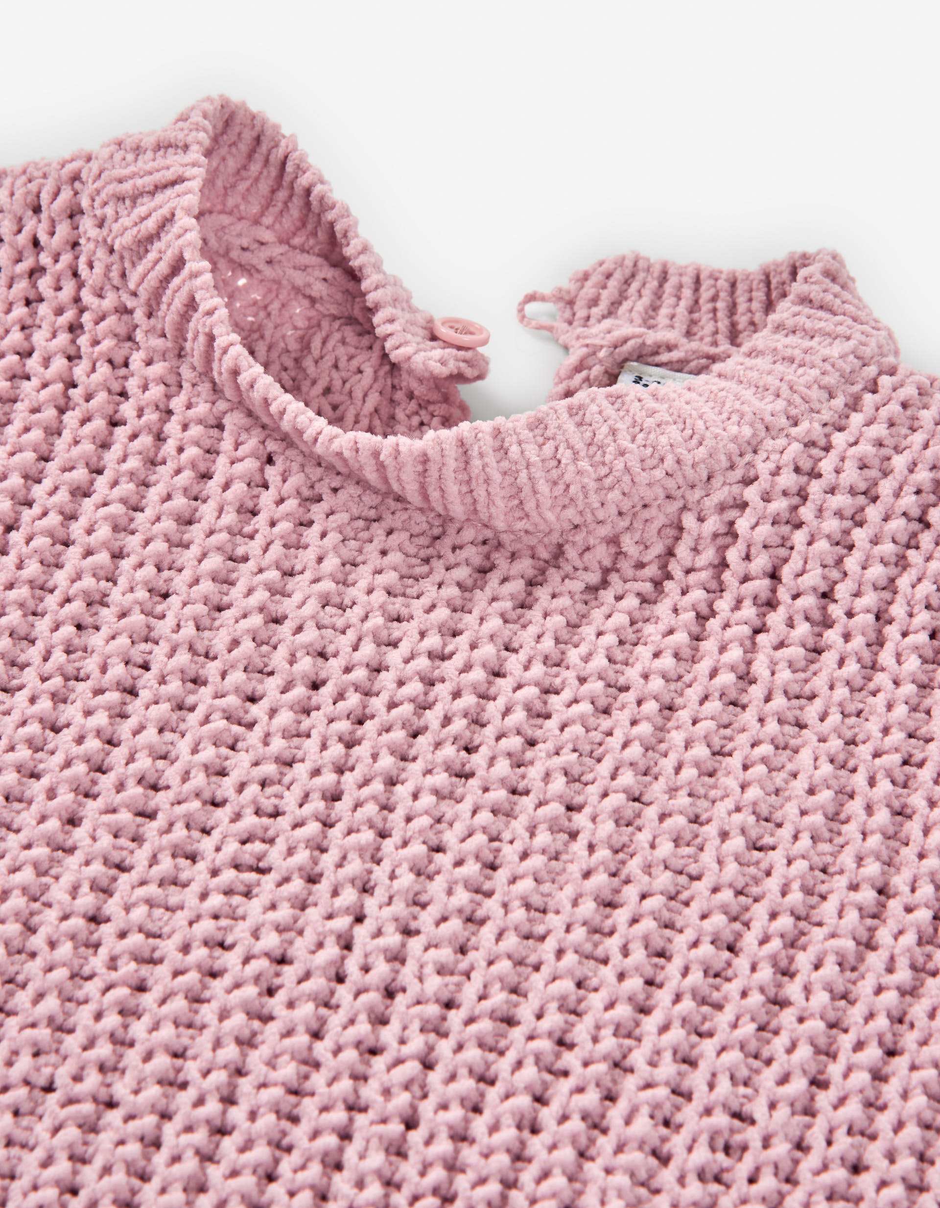 Chenille knit jumper with dropped shoulders for baby girls, light pink