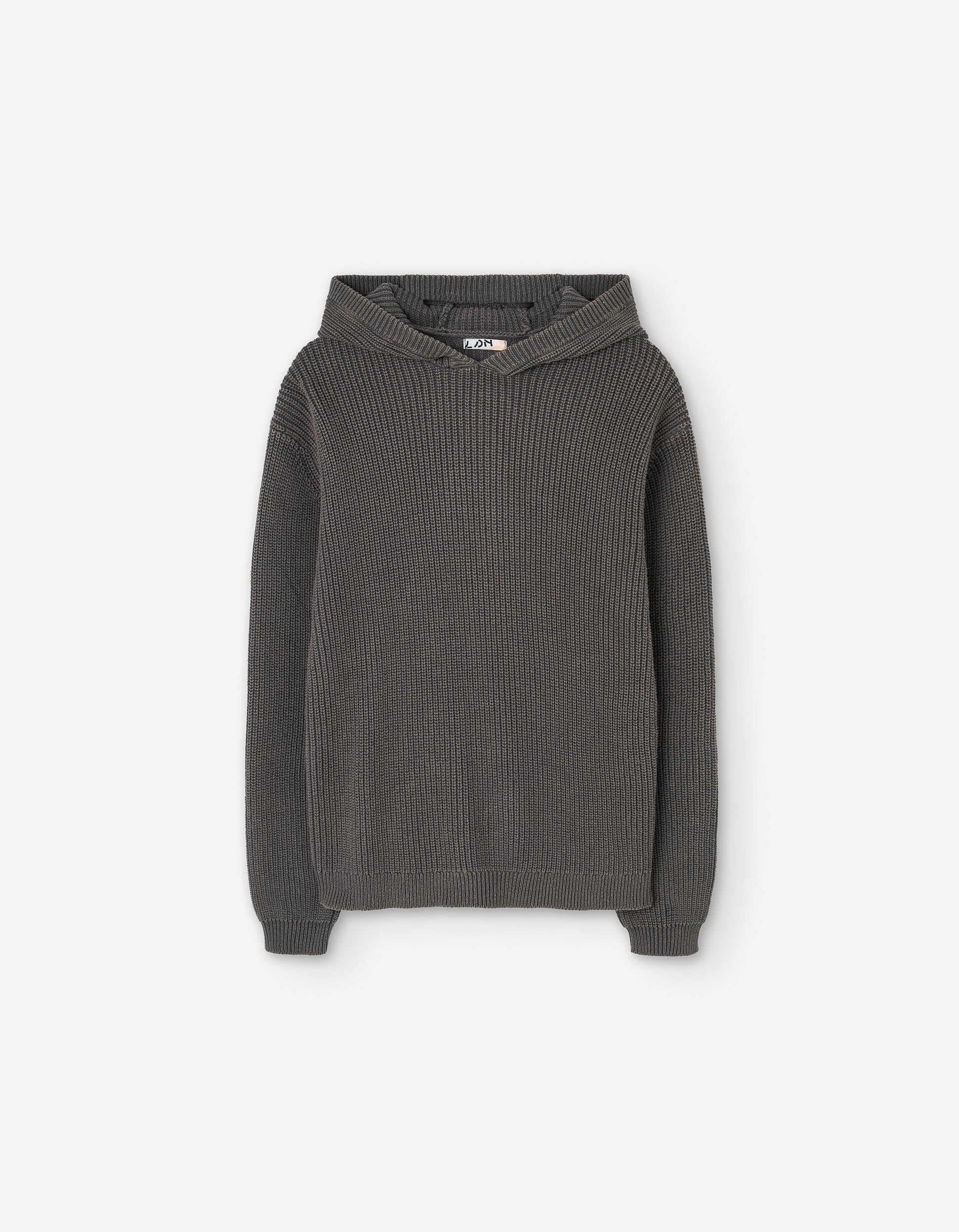 Cotton knit jumper with hood for boys, dark grey