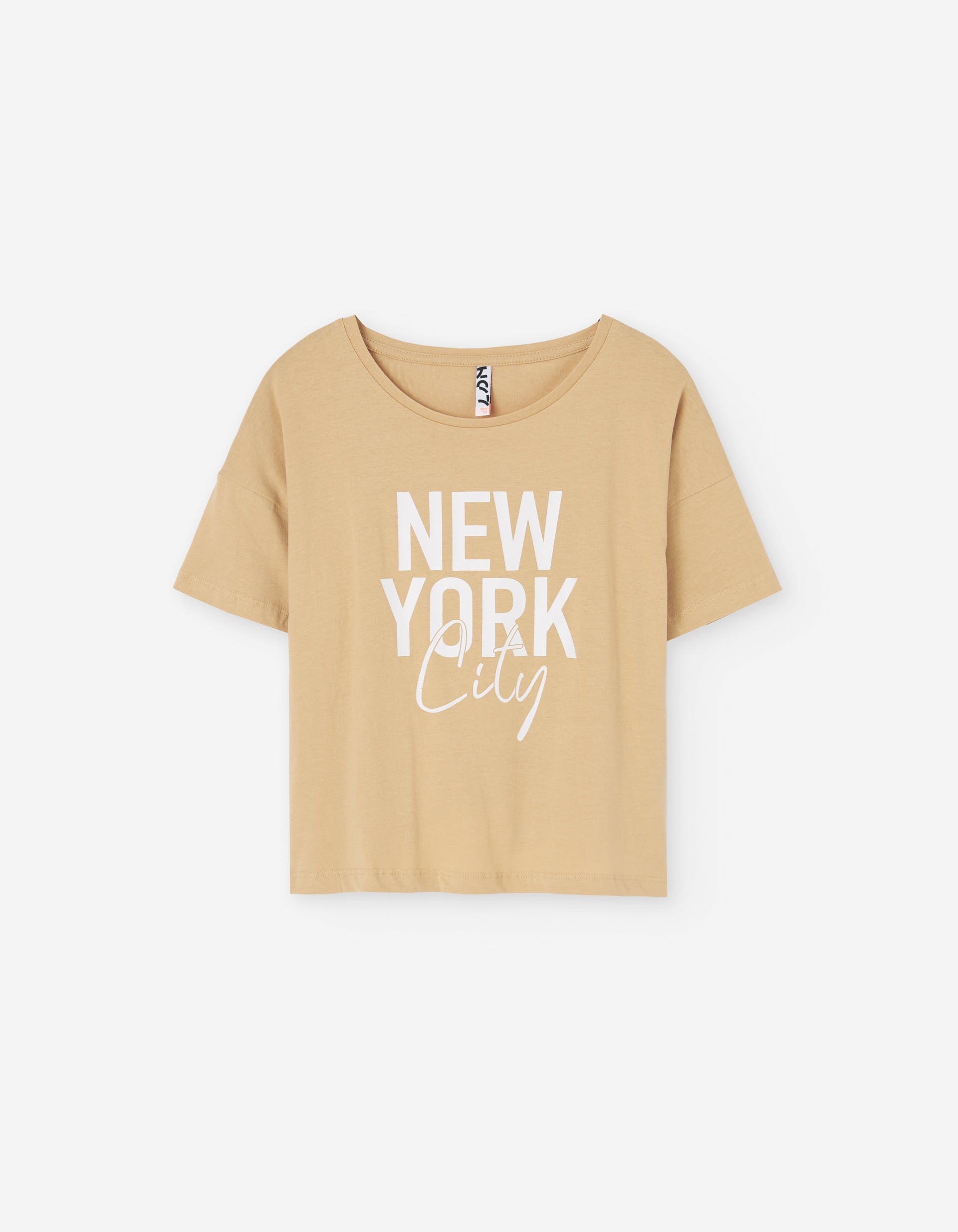 T-shirt de algodão com estampado Nova Iorque para menina, amarelo