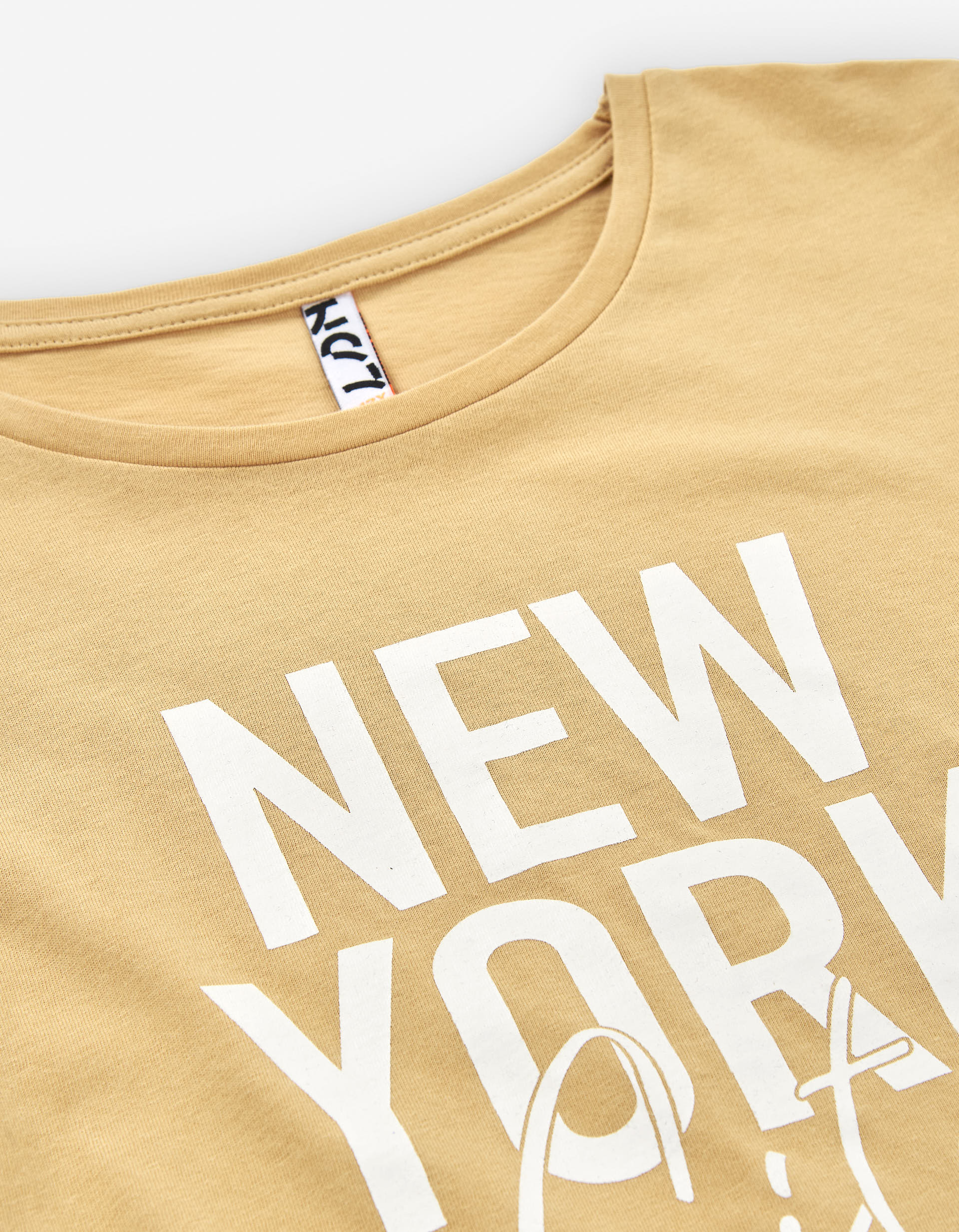 T-shirt de algodão com estampado Nova Iorque para menina, amarelo