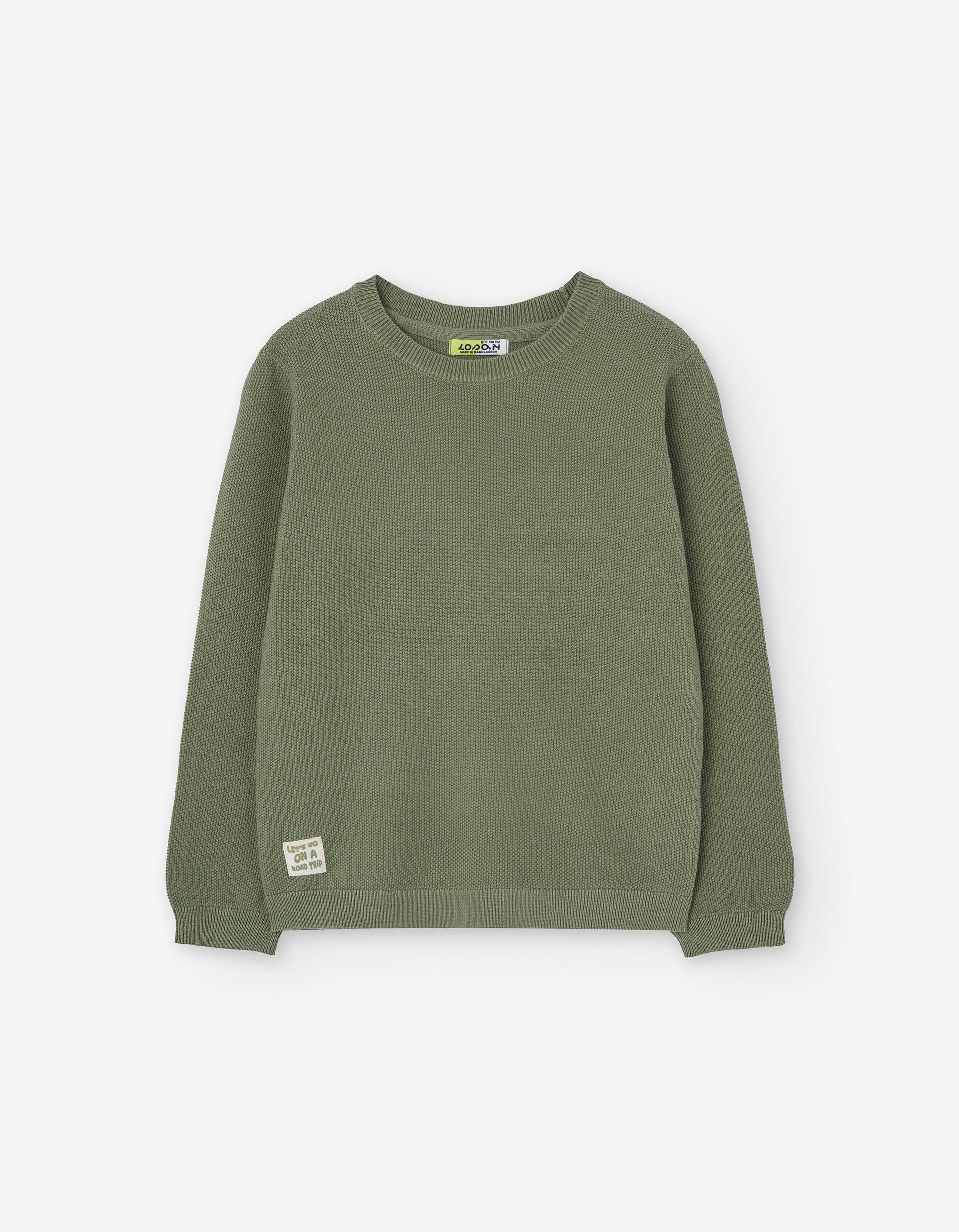 Cotton knitted jumper for boys, olive green