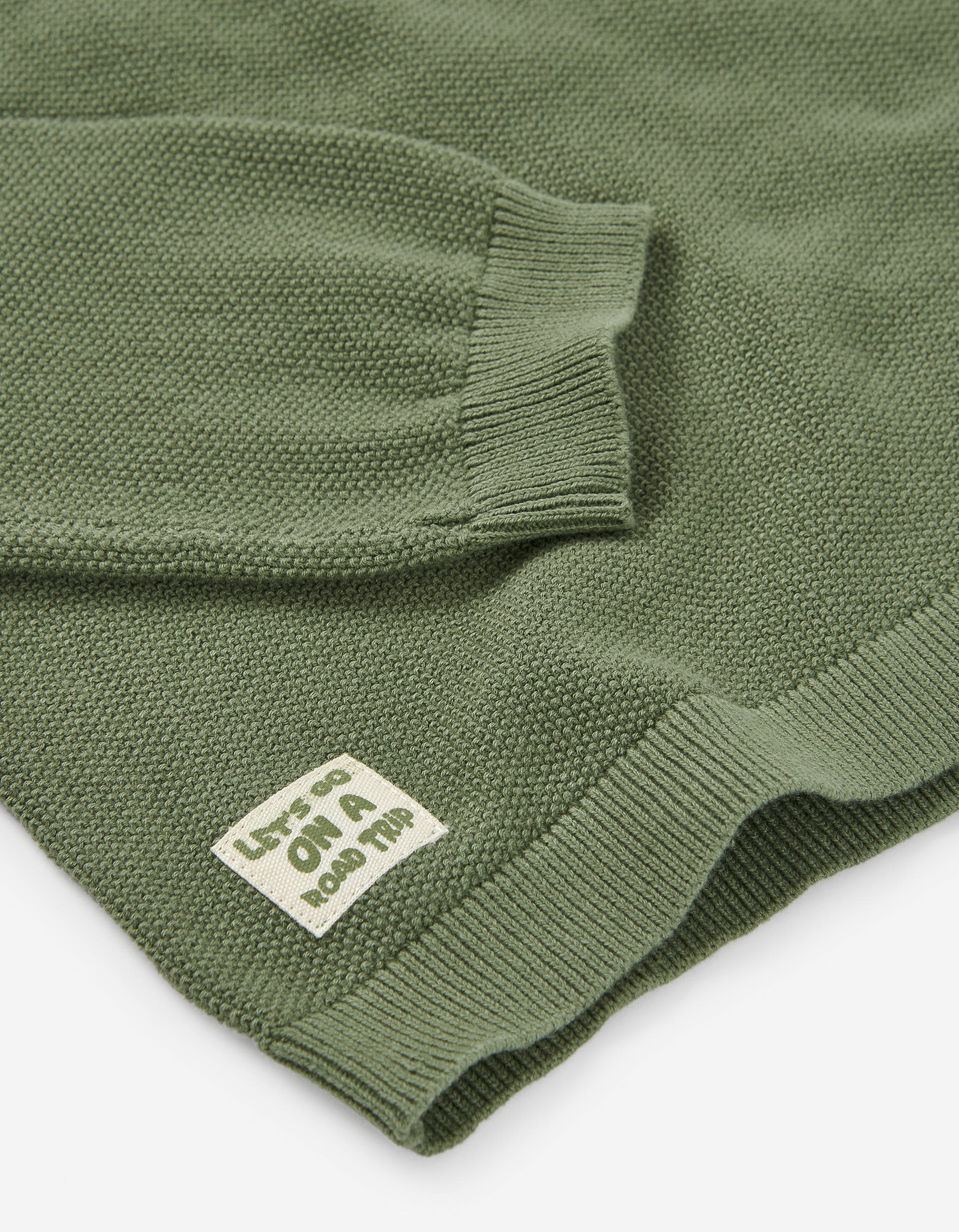 Cotton knitted jumper for boys, olive green