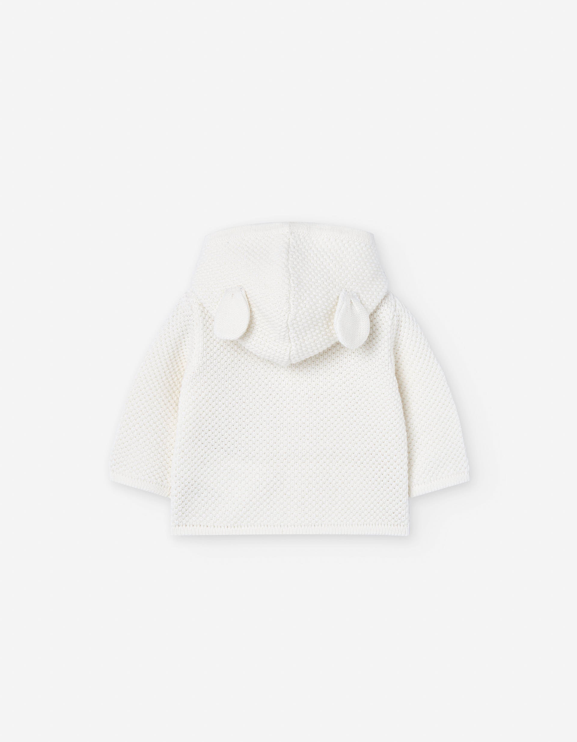 Gilet en maille de coton avec capuche pour nouveau-née, blanc