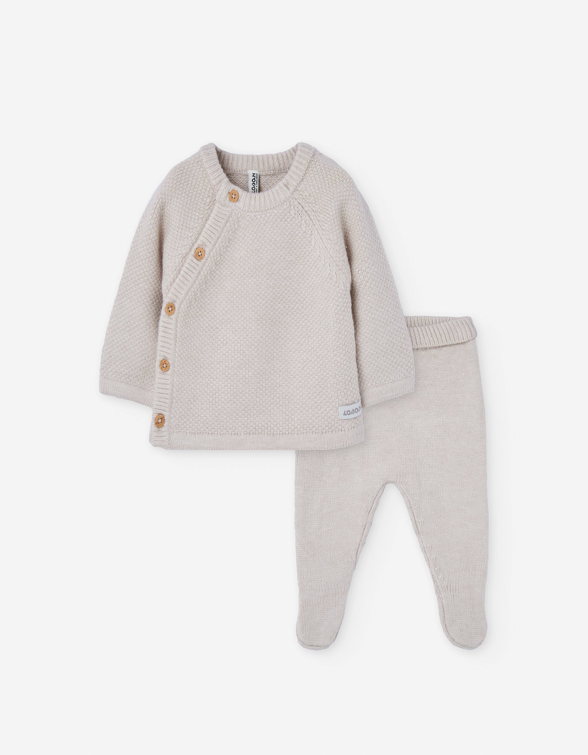 Knitted sweatshirt + trousers set for newborn boys, beige