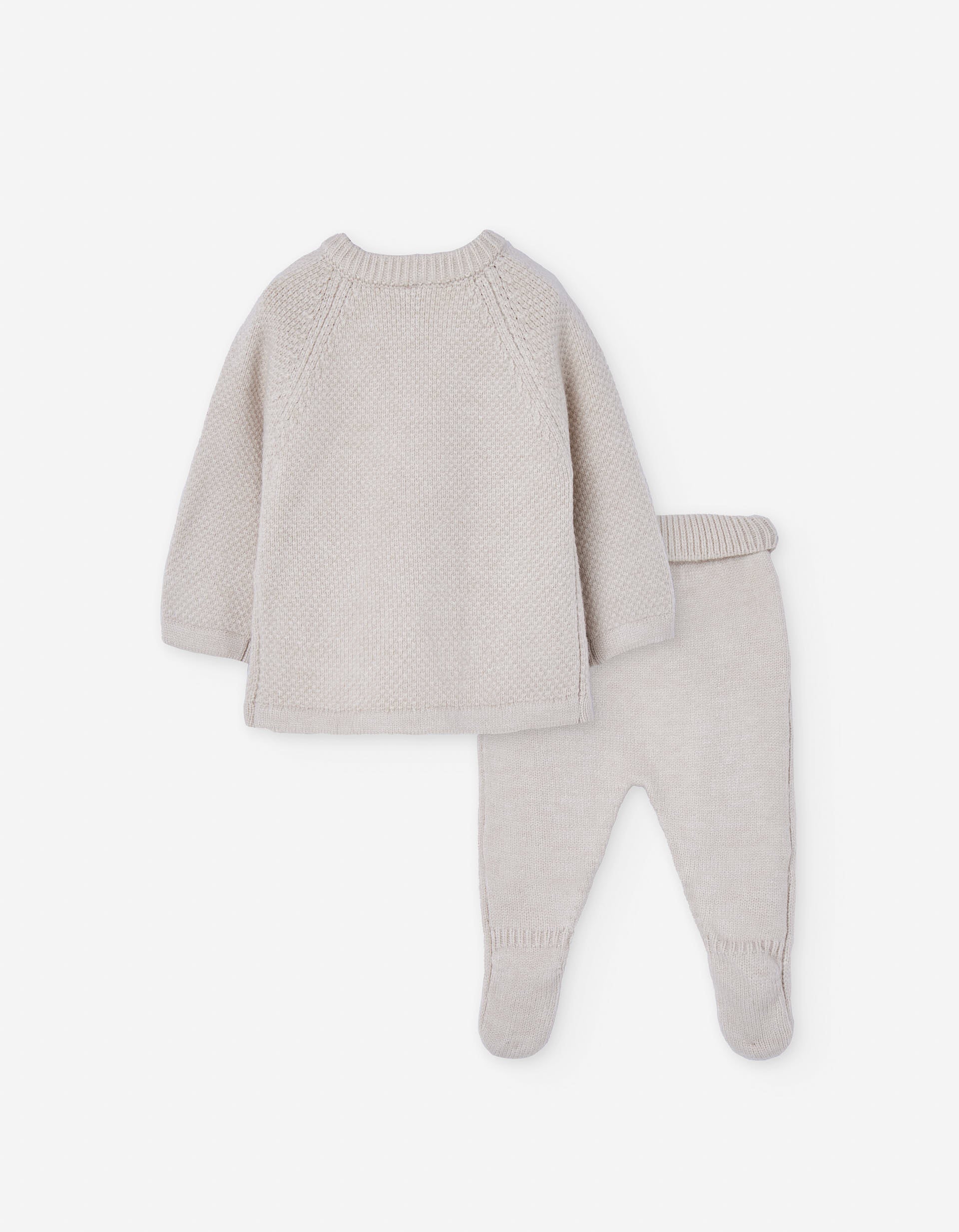 Knitted sweatshirt + trousers set for newborn boys, beige
