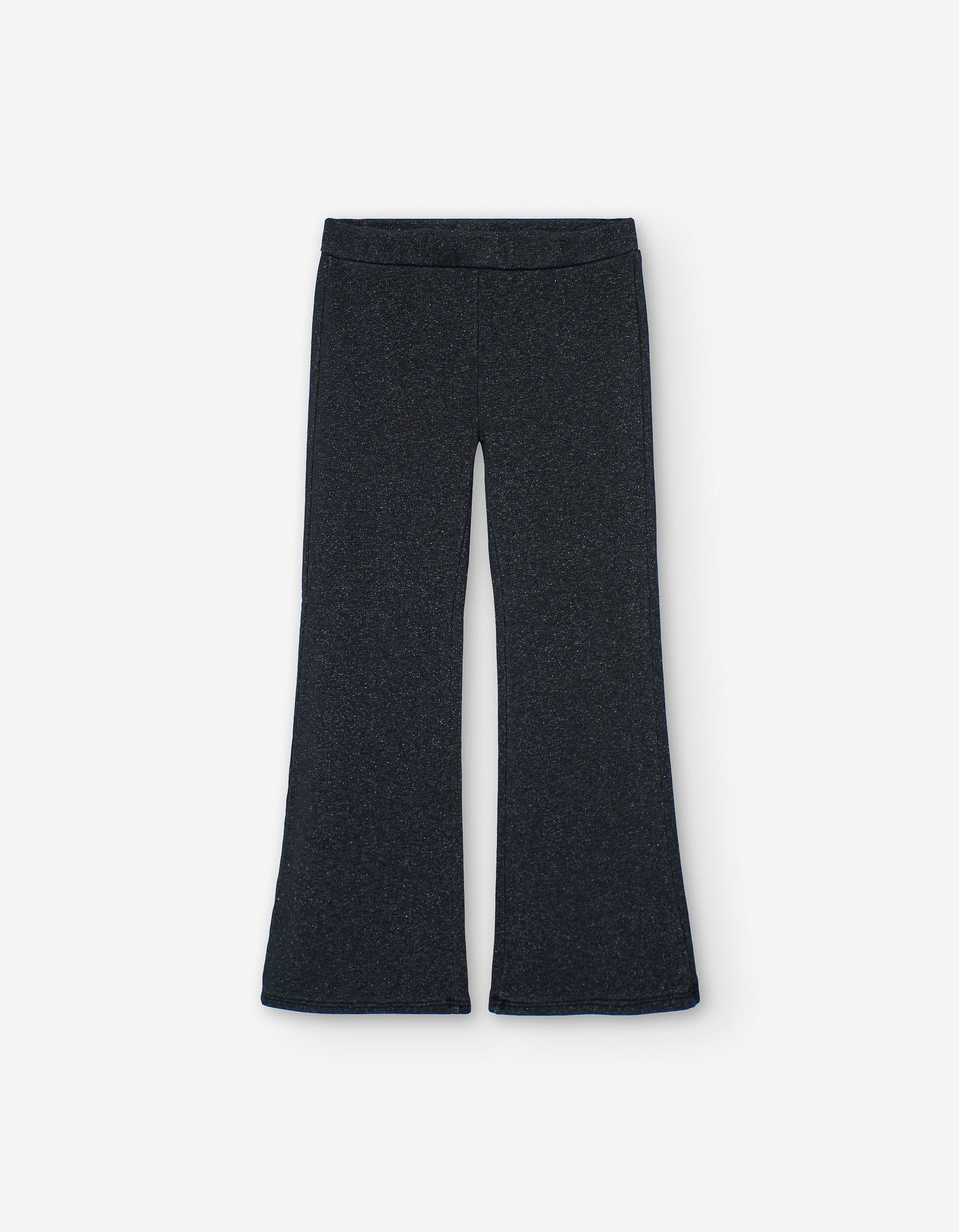 Leggings de ganga à boca de sino com fios lurex para menina, preto