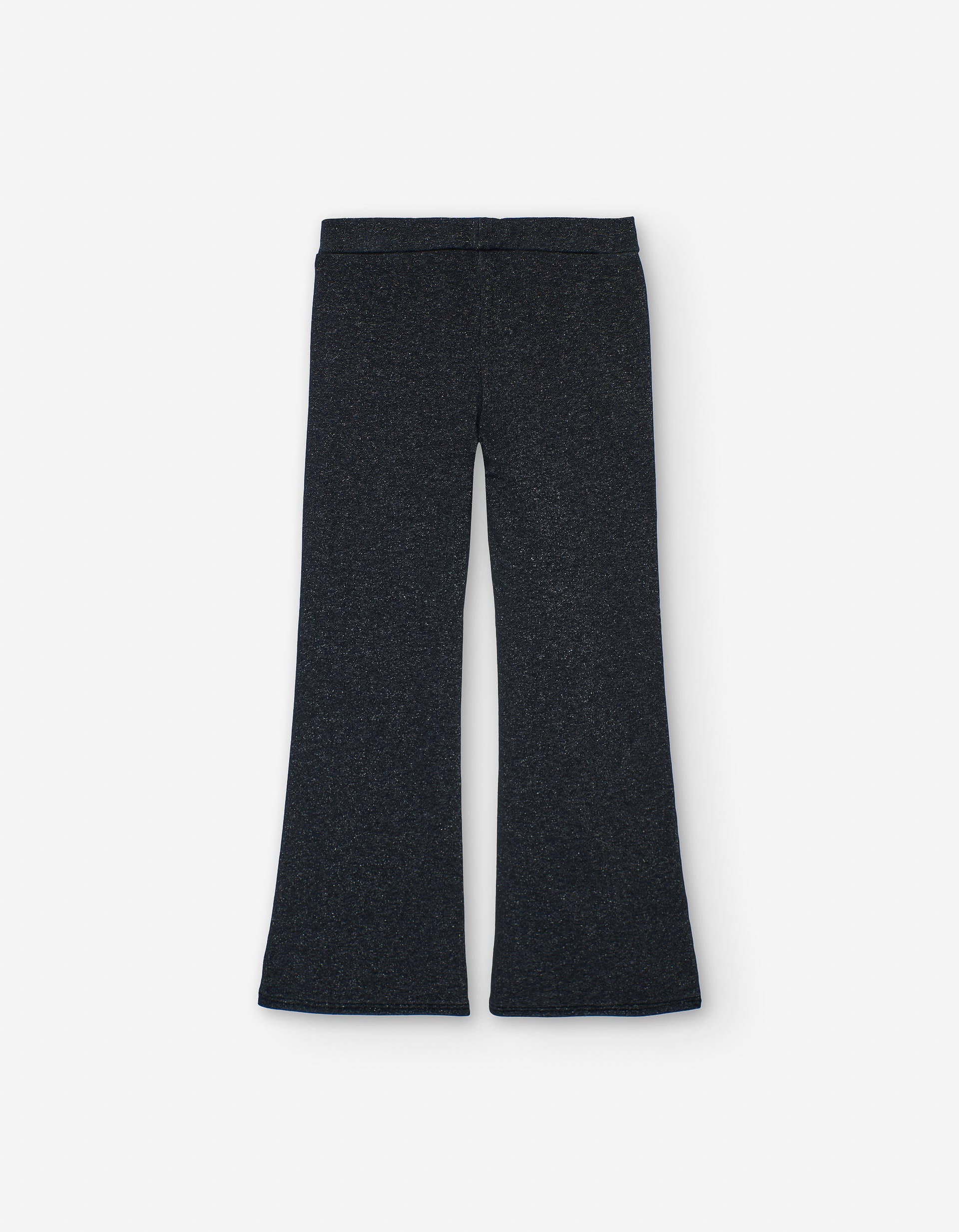 Leggings de ganga à boca de sino com fios lurex para menina, preto