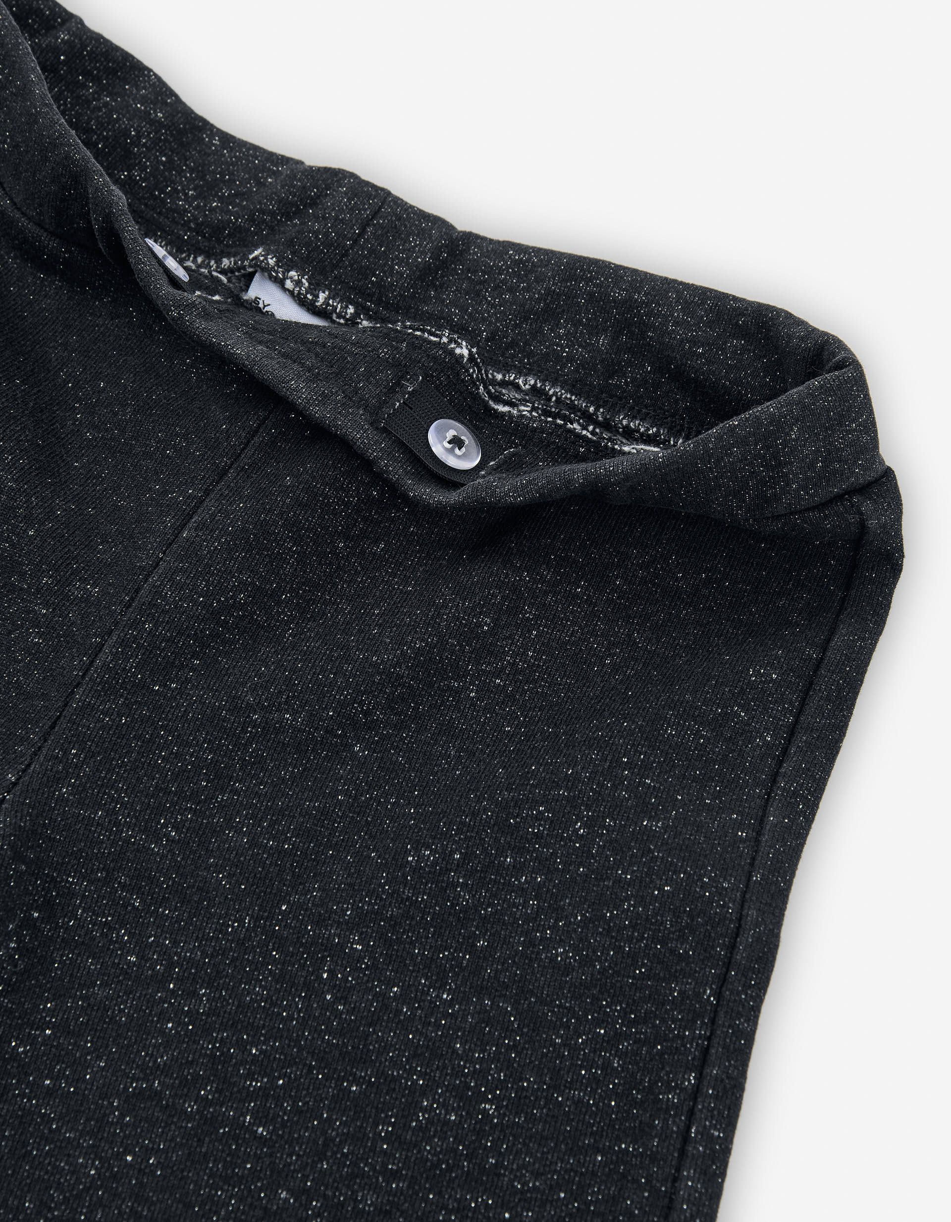 Leggings de ganga à boca de sino com fios lurex para menina, preto