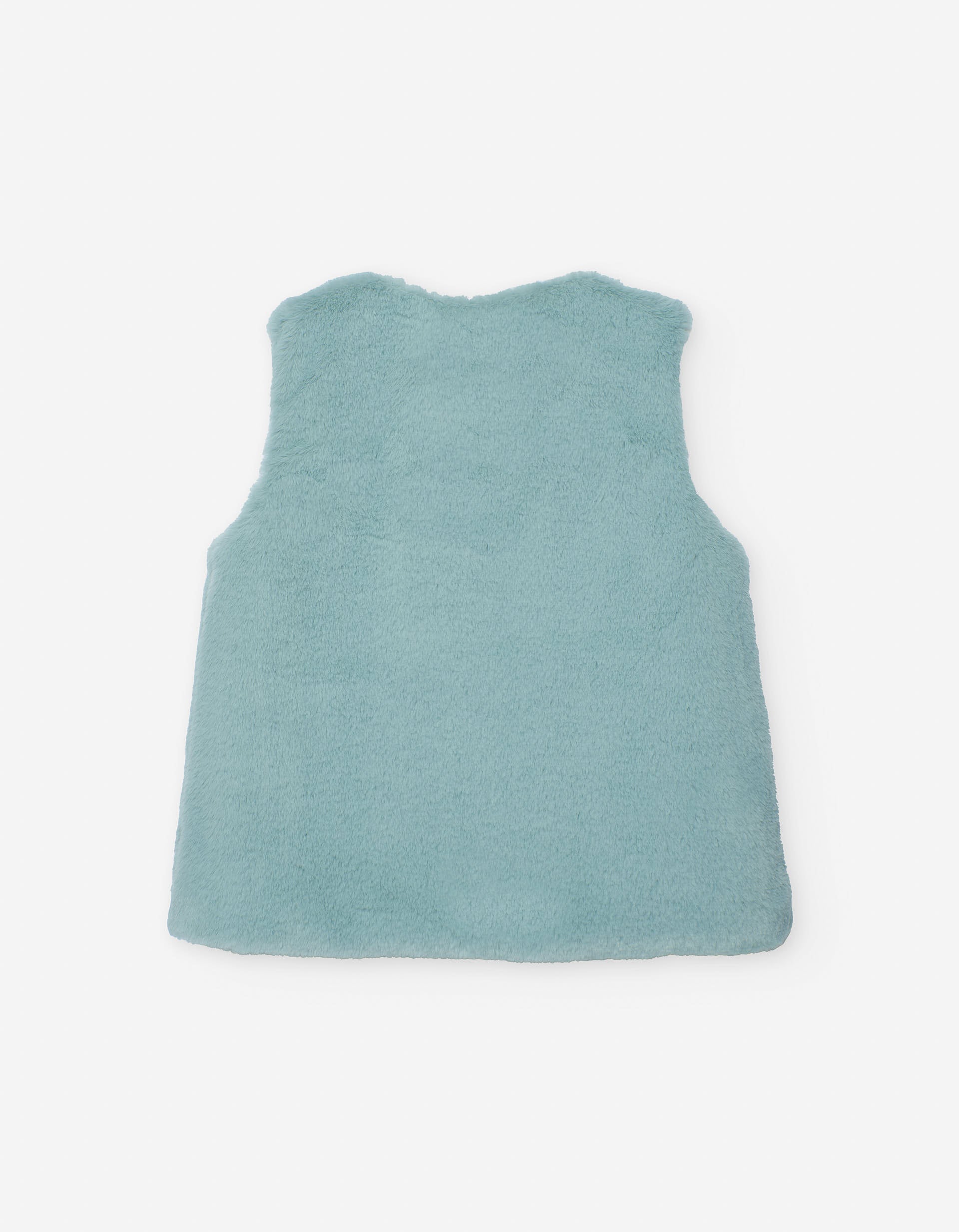 Faux fur vest with button for girls, light blue