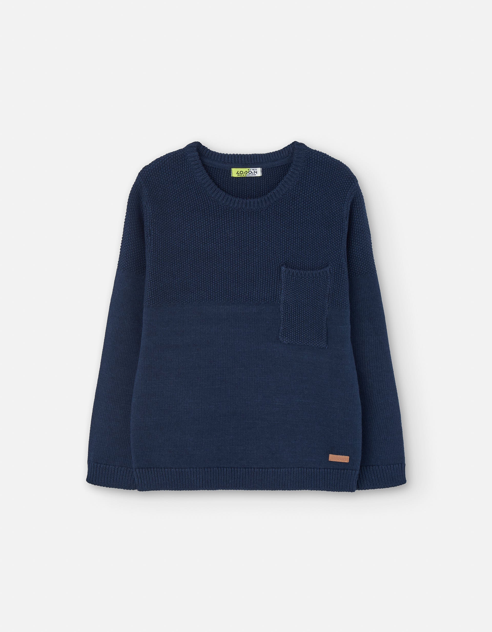 Knitted jumper with chest pocket for boys, dark blue