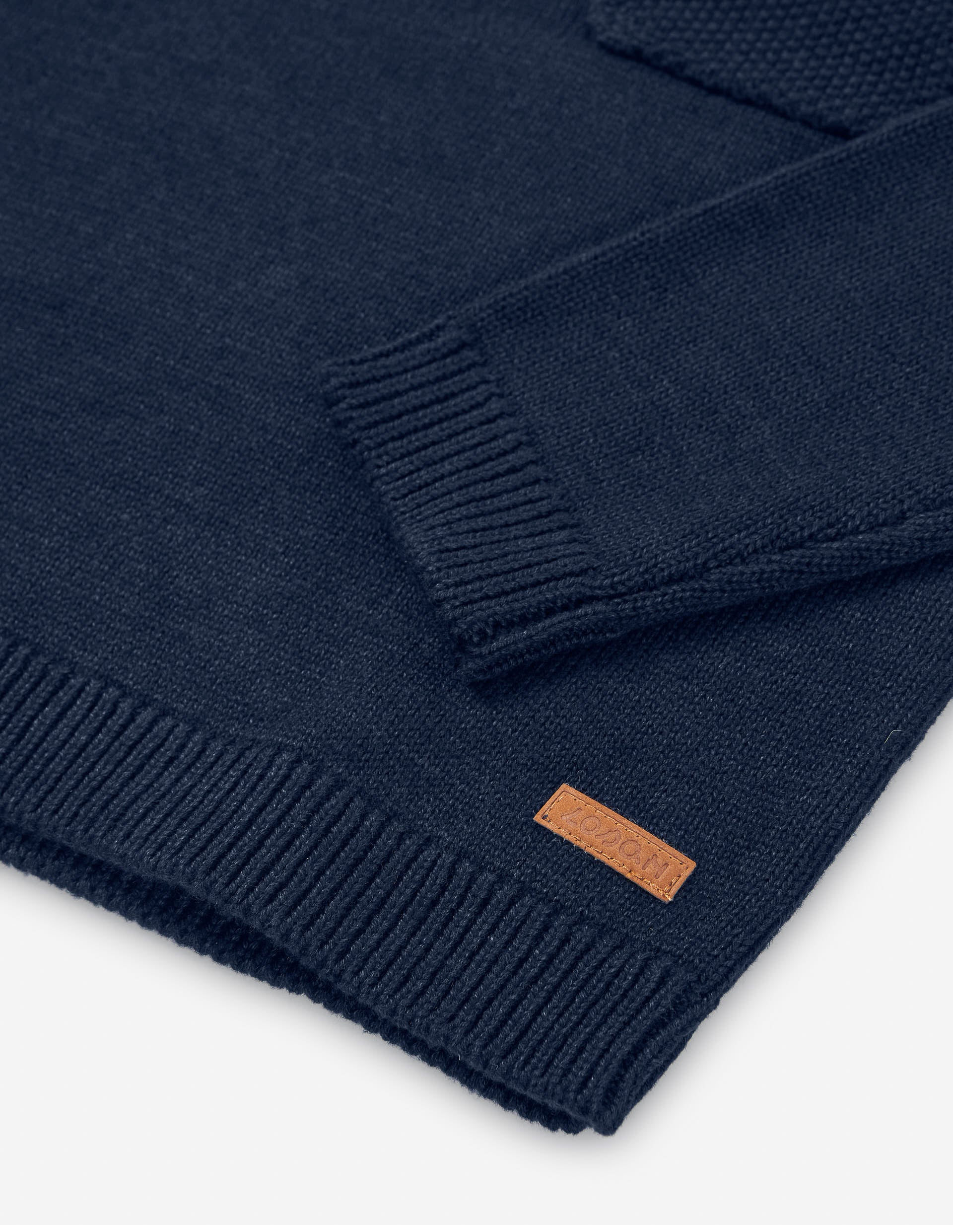 Knitted jumper with chest pocket for boys, dark blue