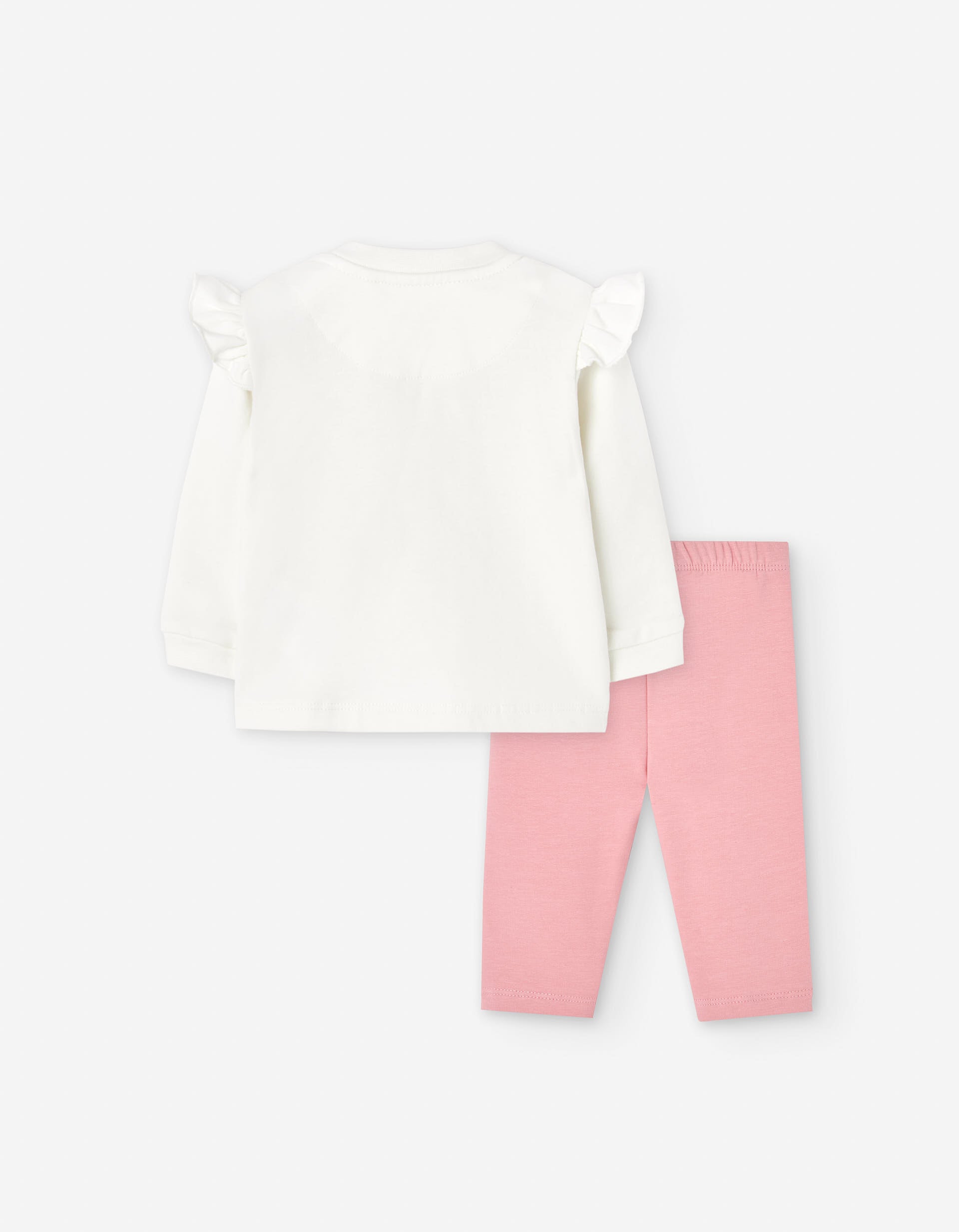 Brushed sweatshirt and trousers for newborn girls, white/pink