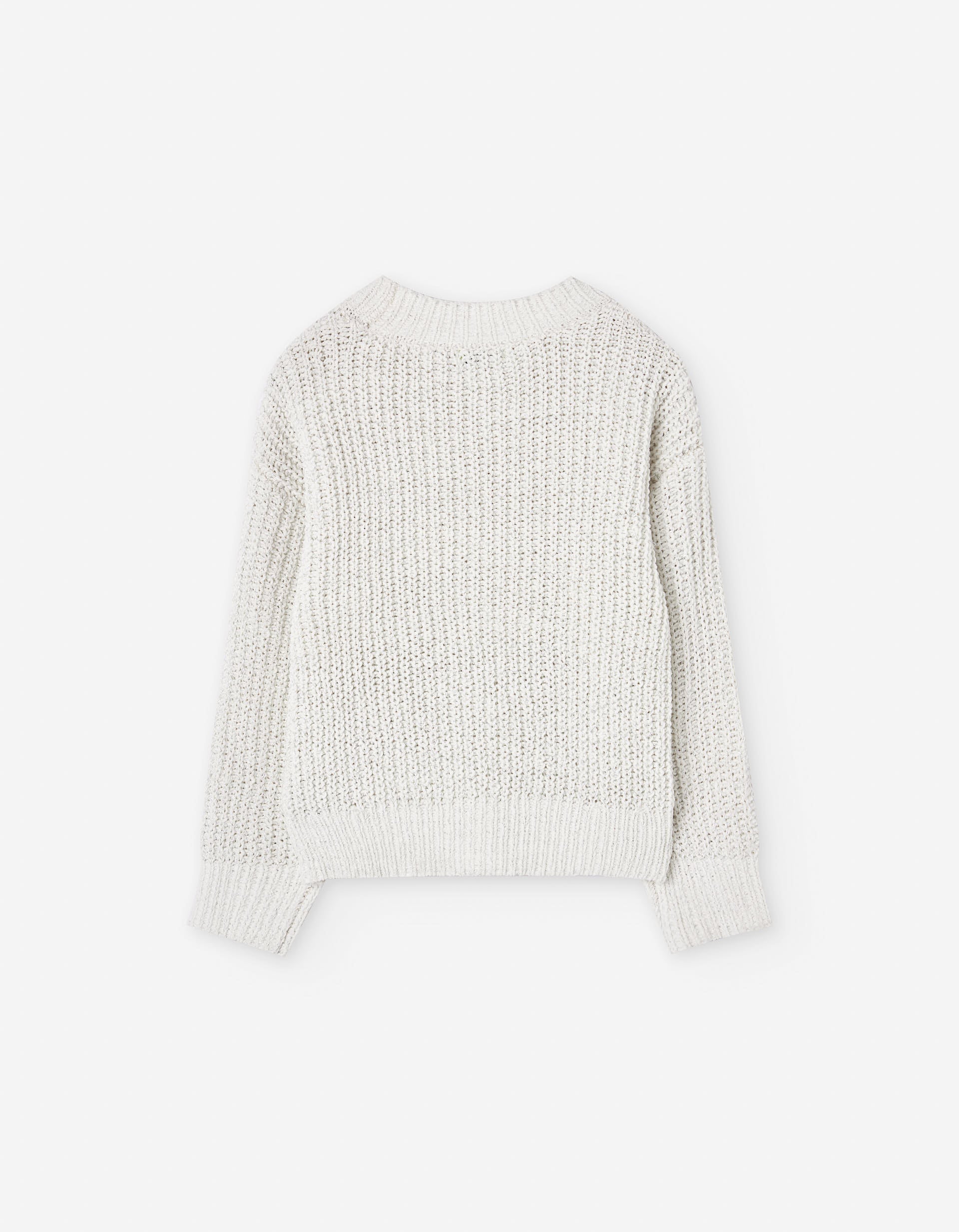 Chenille knit jumper with dropped shoulders for girls, white
