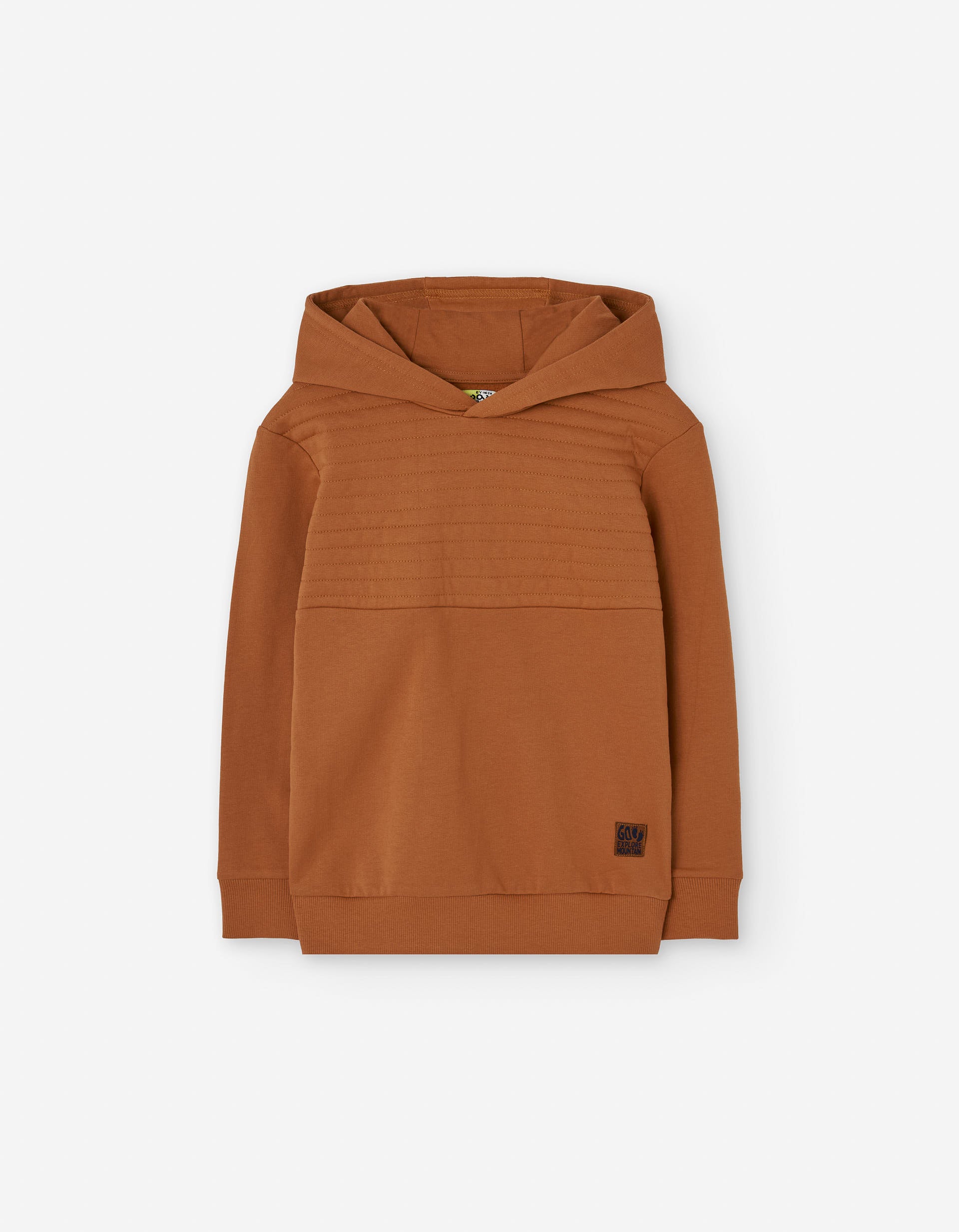 Cotton brushed sweatshirt with hood for boys, brown