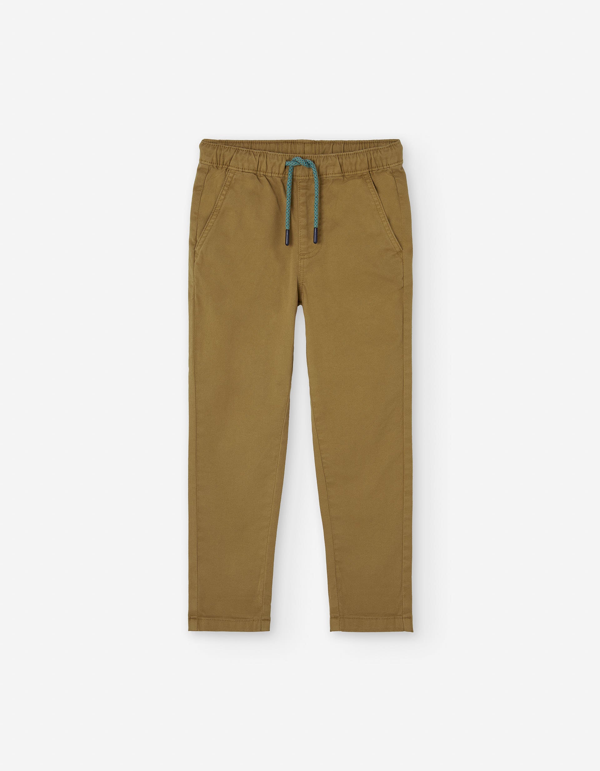 Joggers de algodão com cordão para menino, castanho-claro