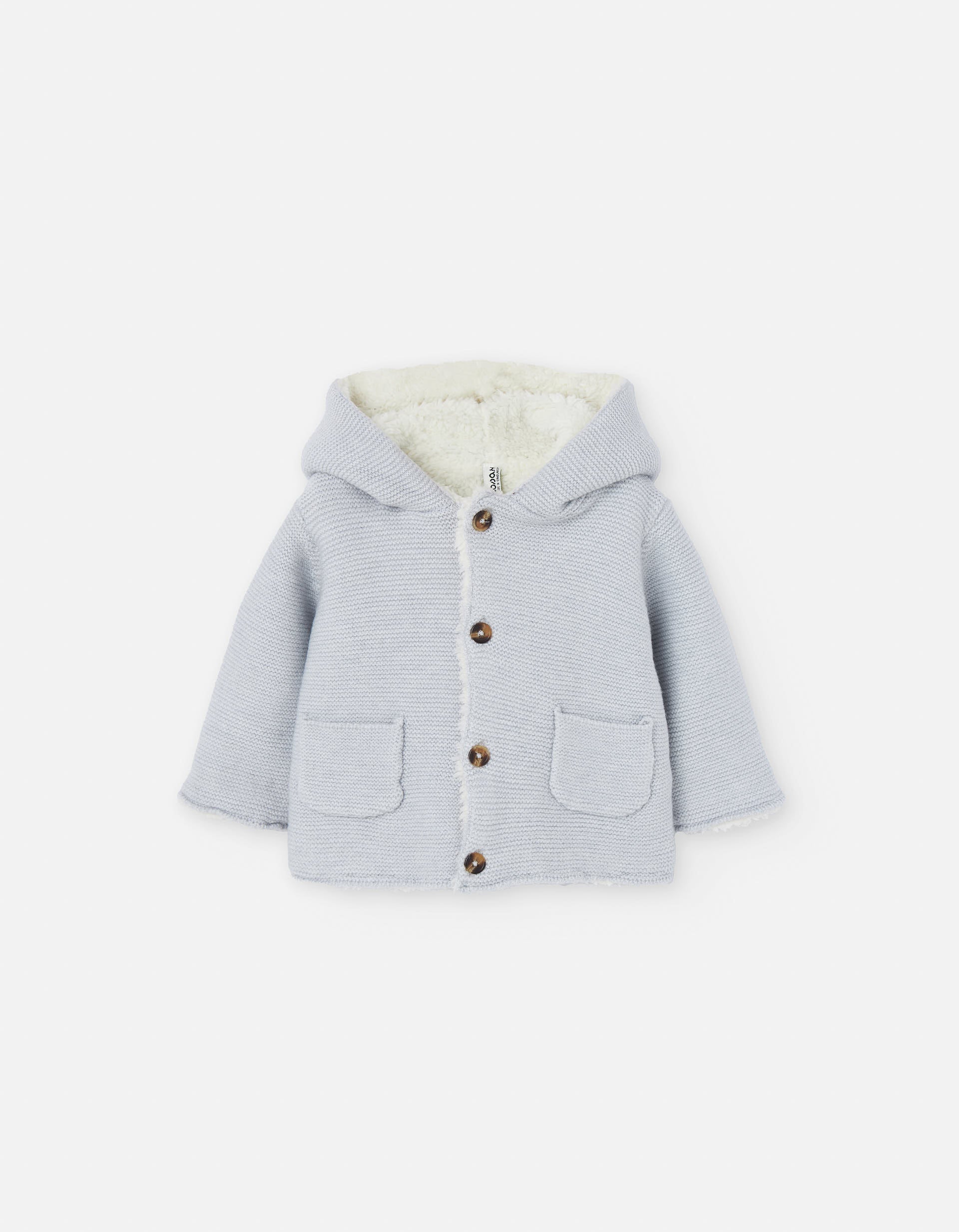 Veste en maille à capuche avec doublure en sherpa pour nouveau-née, gris