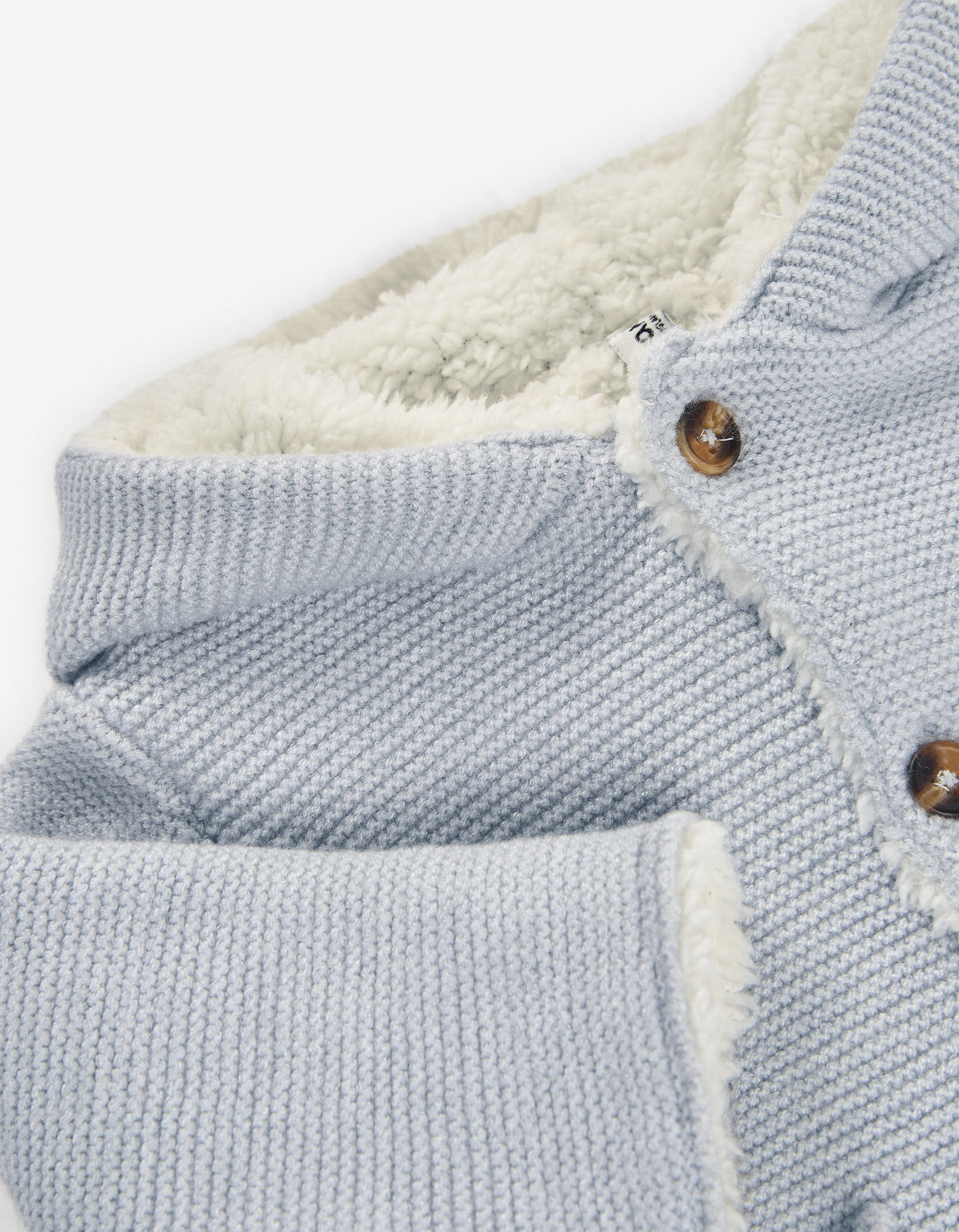 Veste en maille à capuche avec doublure en sherpa pour nouveau-née, gris