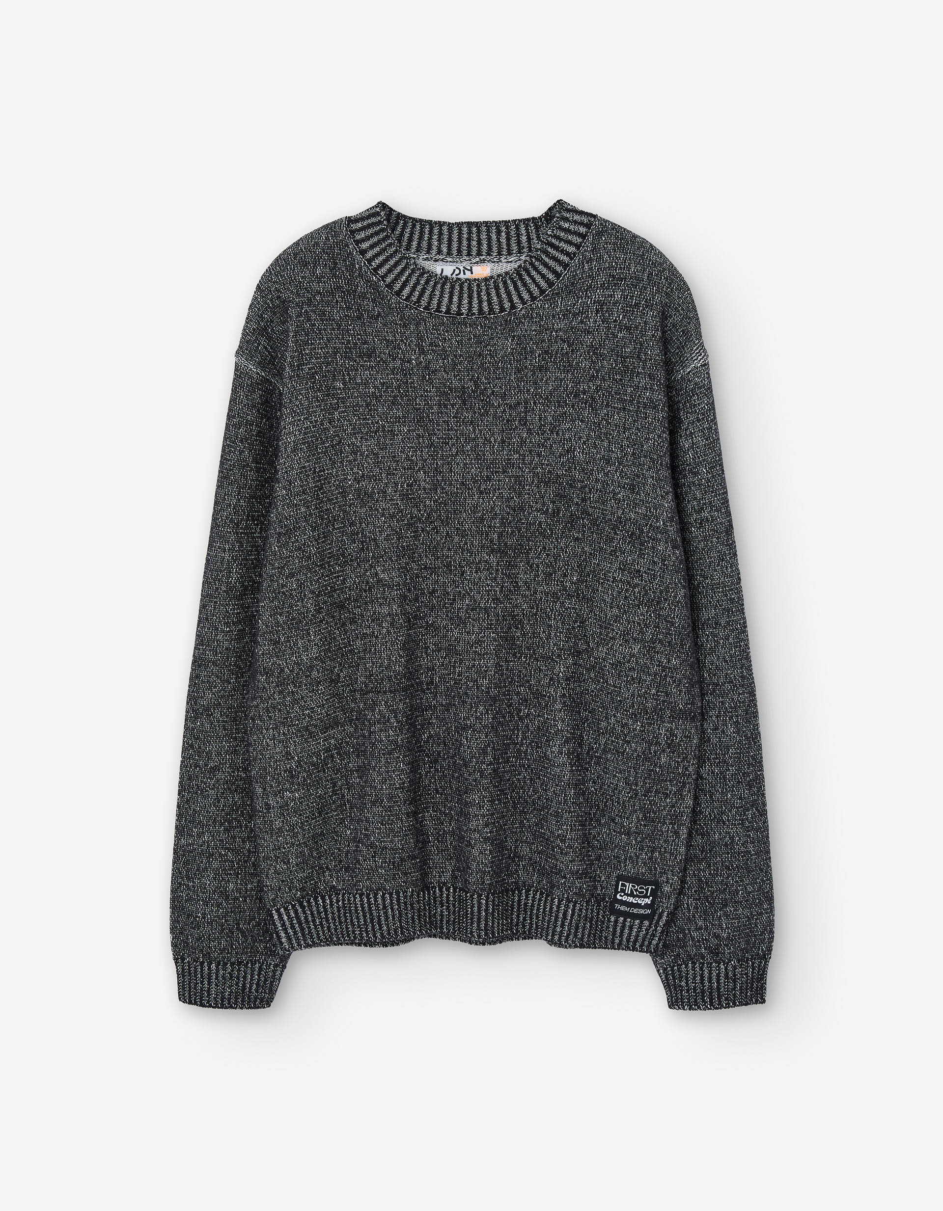 Cotton knit jumper with a melange finish for boys, black