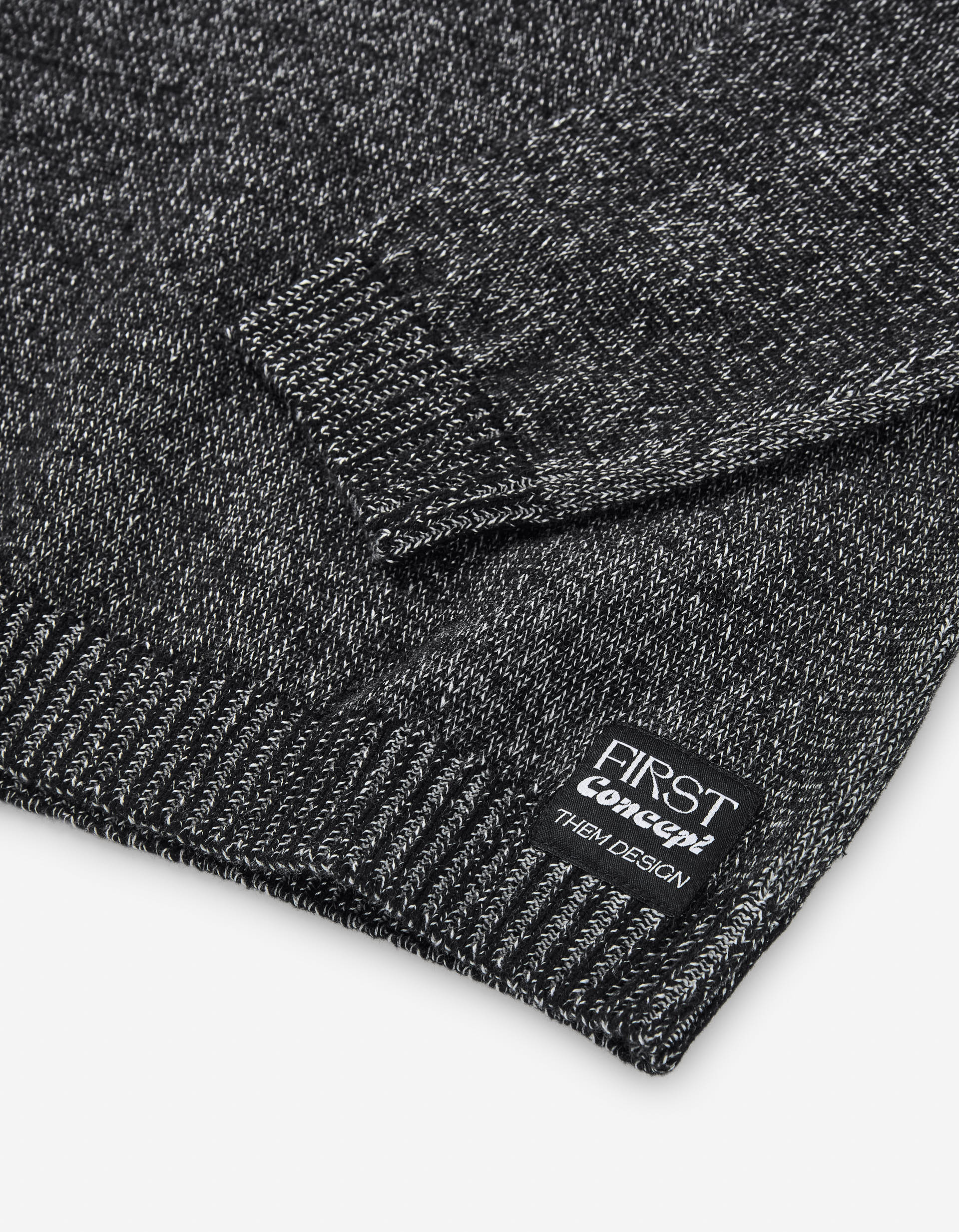 Cotton knit jumper with a melange finish for boys, black