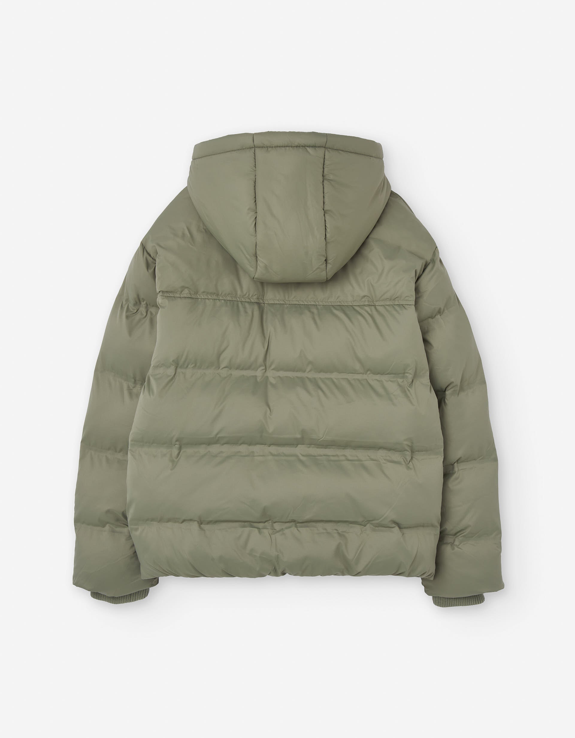 Hooded padded jacket with pockets for boys, khaki green
