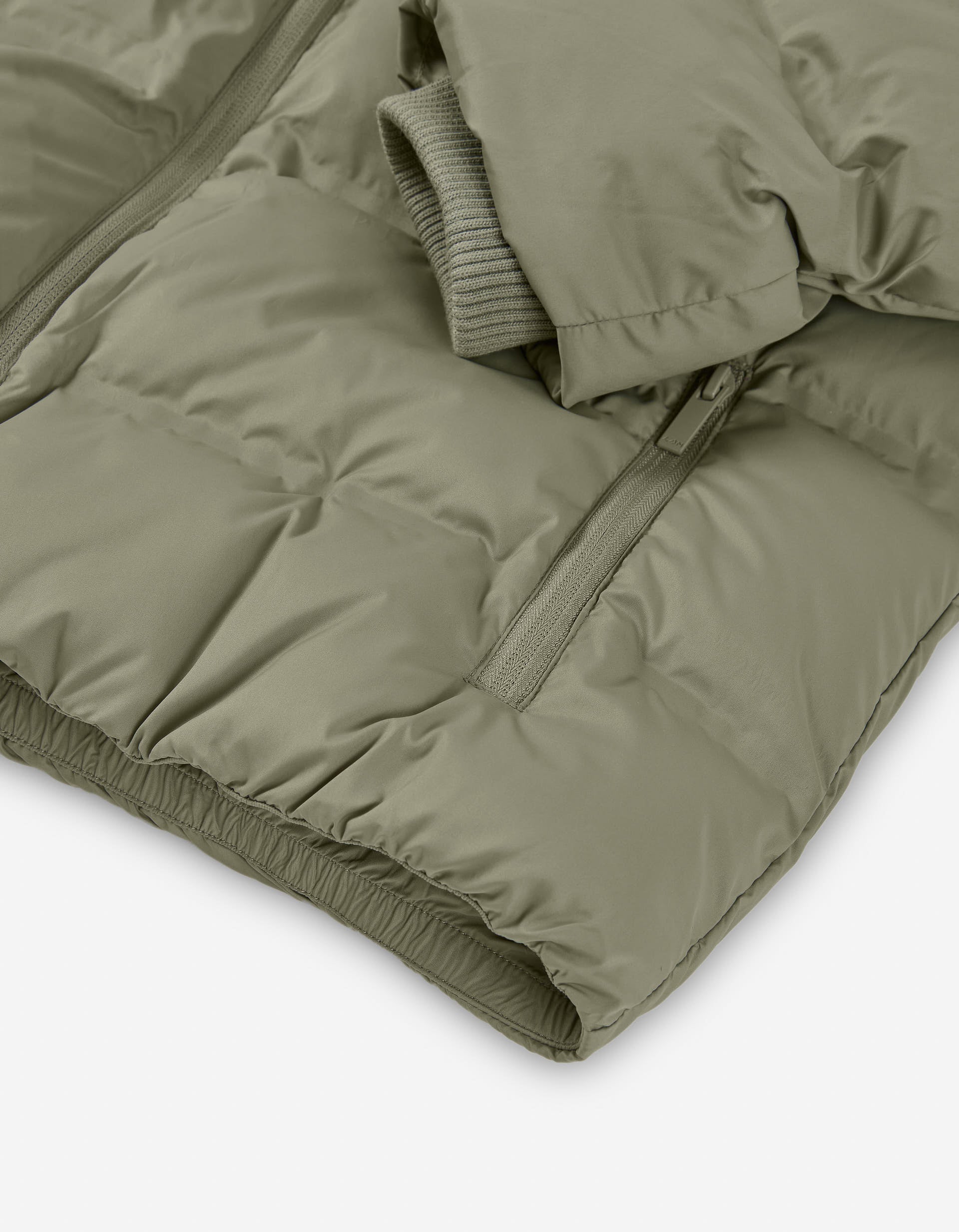 Hooded padded jacket with pockets for boys, khaki green