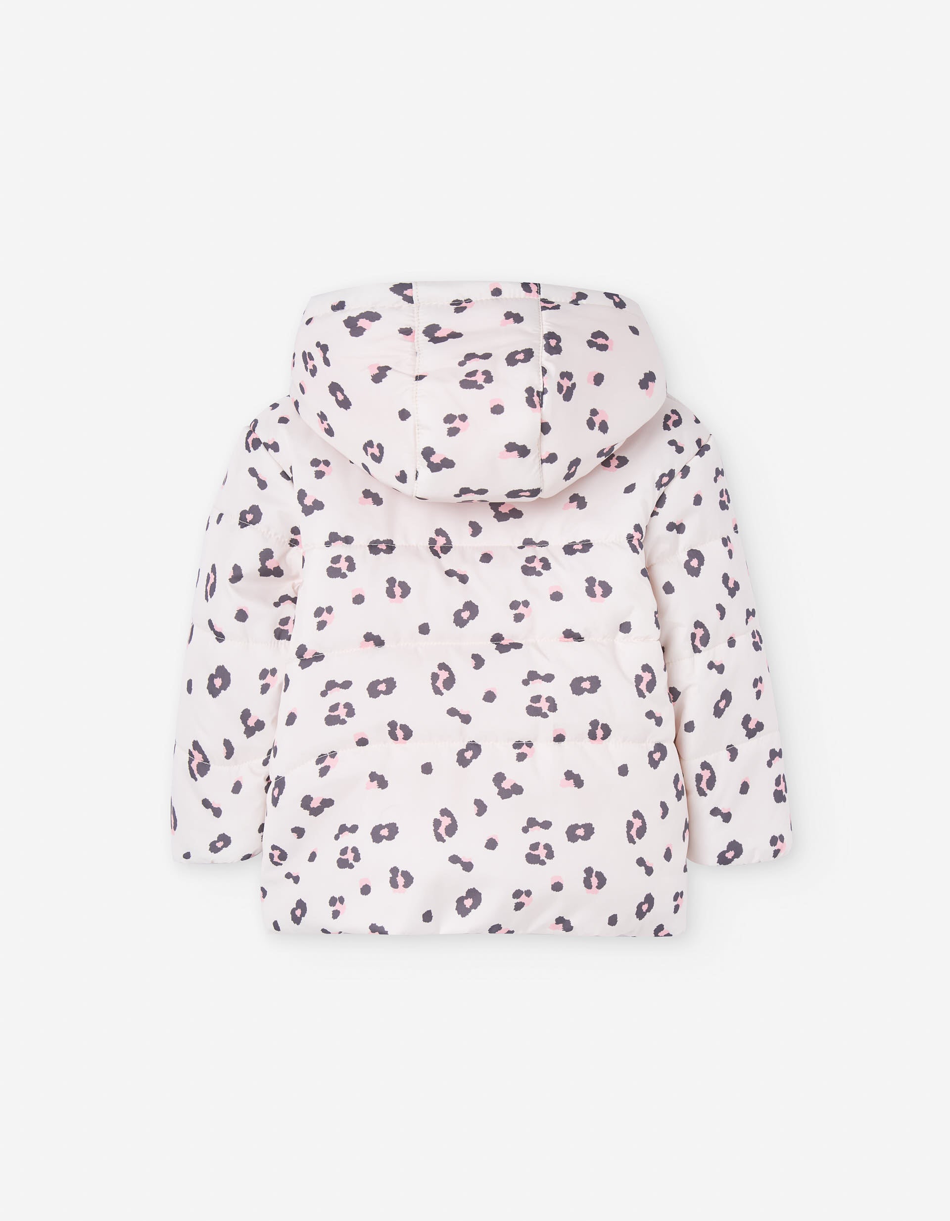 Hooded puffer jacket with fleece lining for baby girls, pink