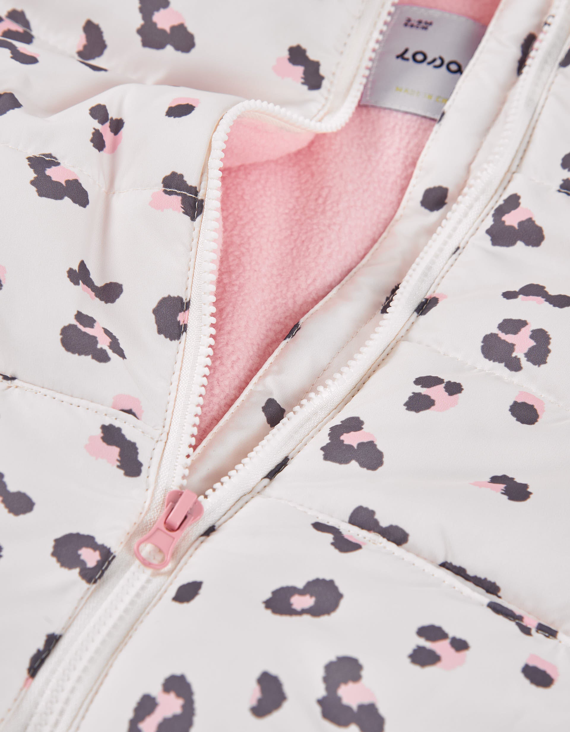 Hooded puffer jacket with fleece lining for baby girls, pink