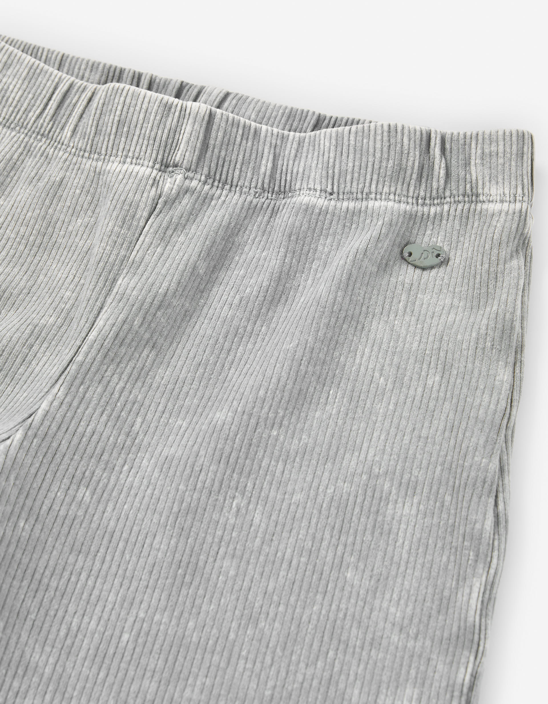 Ribbed flared cotton leggings for girls, light grey