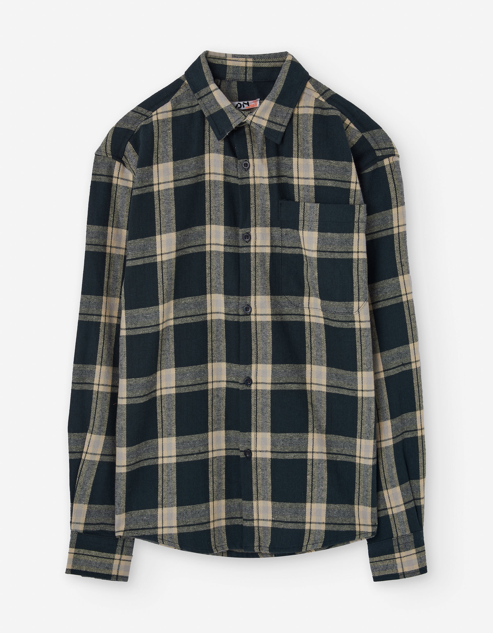 Long sleeve flannel shirt with check pattern for boys, dark blue