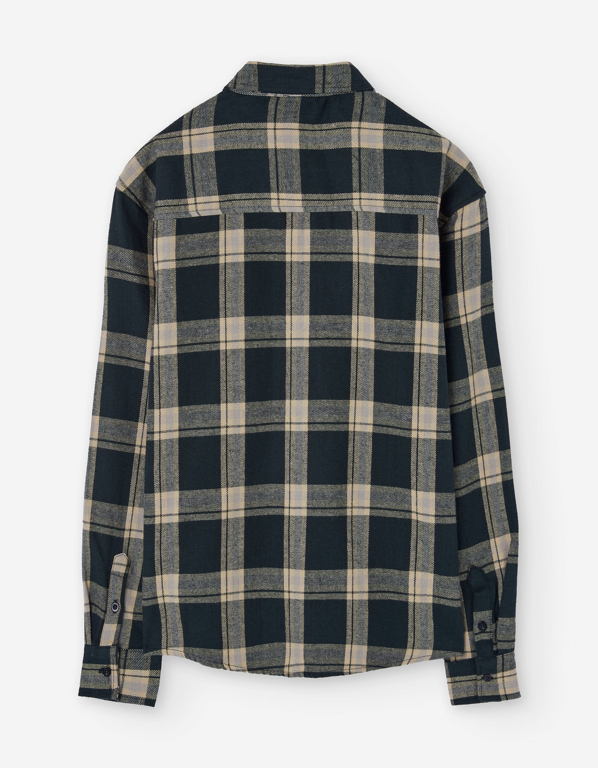 Long sleeve flannel shirt with check pattern for boys, dark blue