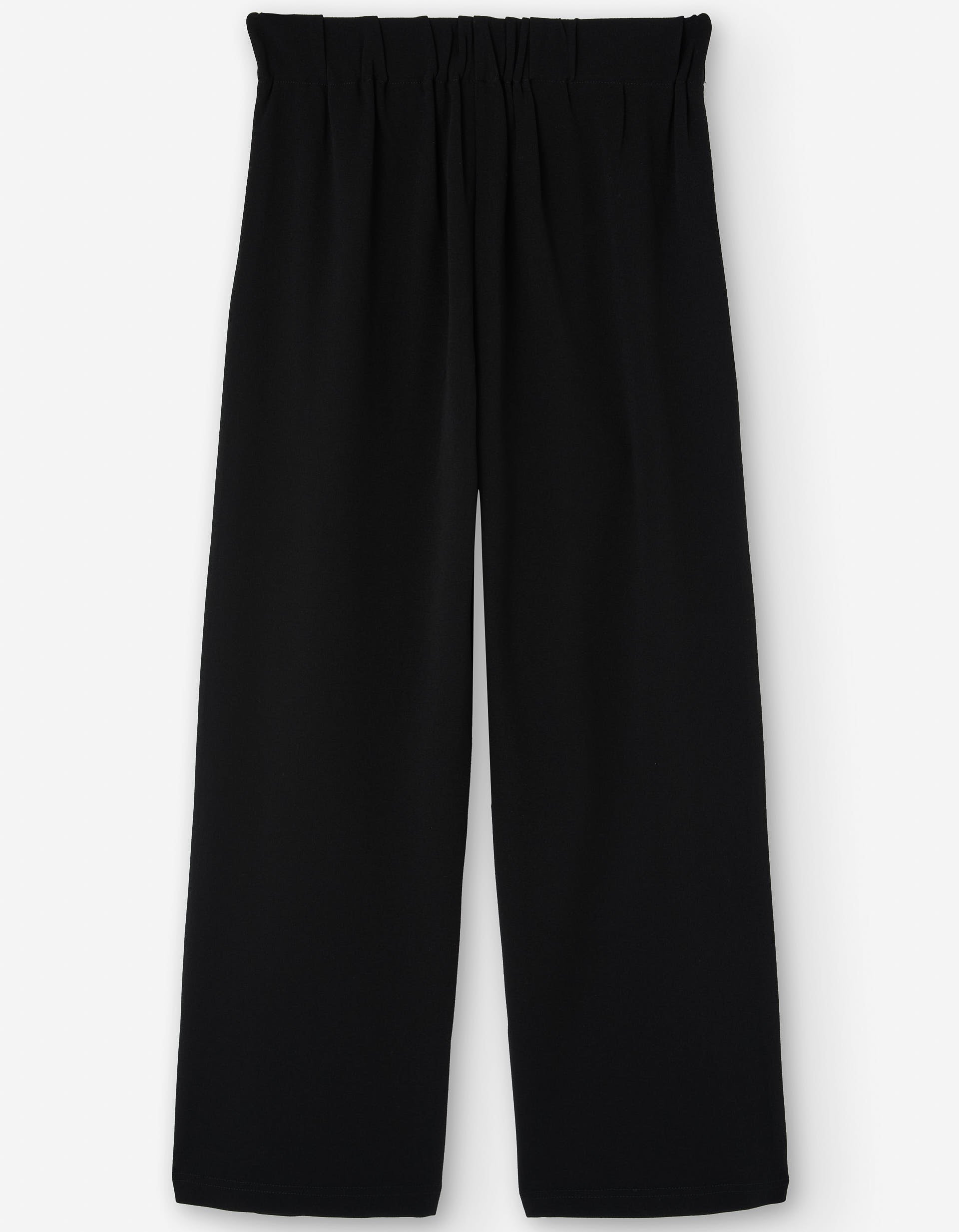 Wide leg interlock knit trousers with belt for girls, black