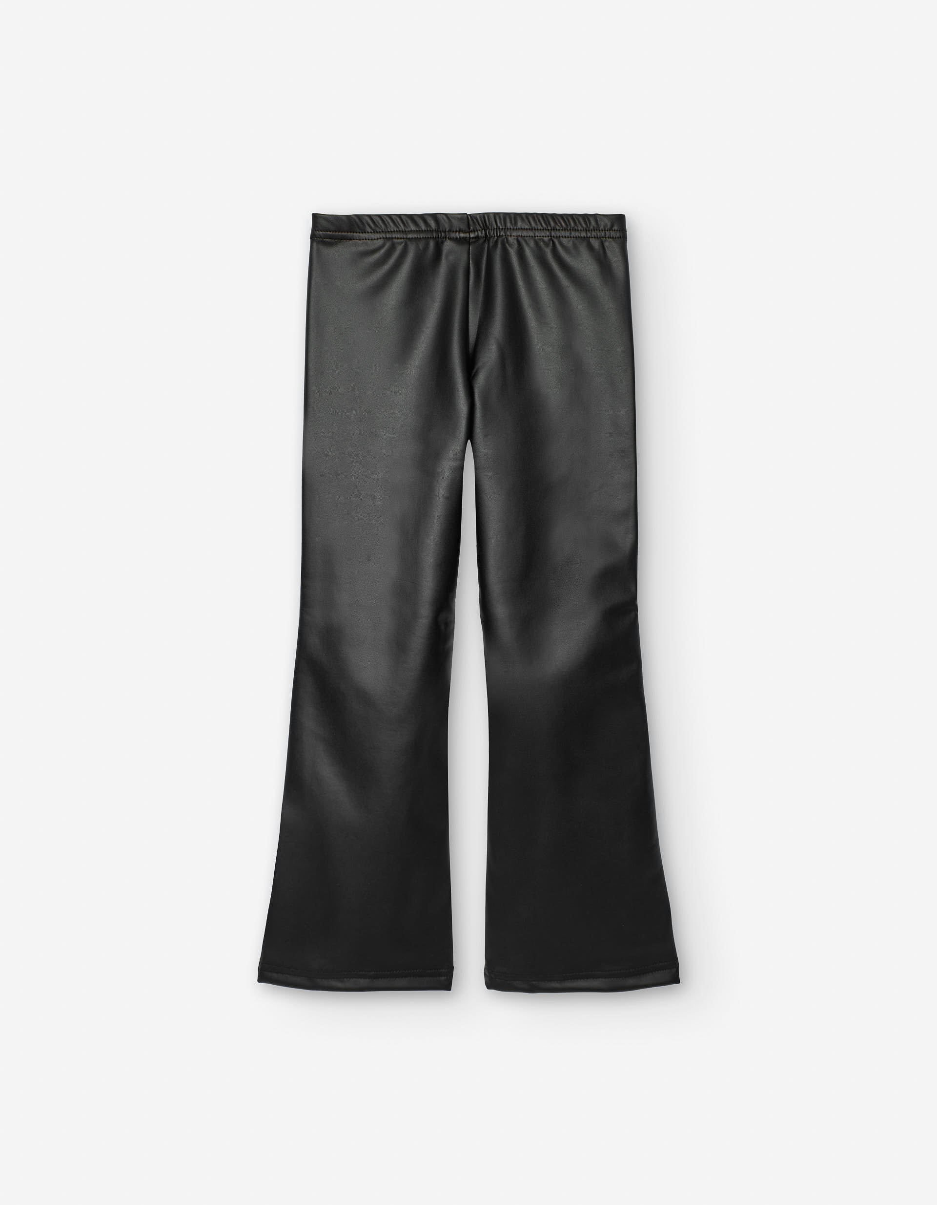 Synthetic leather flared leggings for girls, black