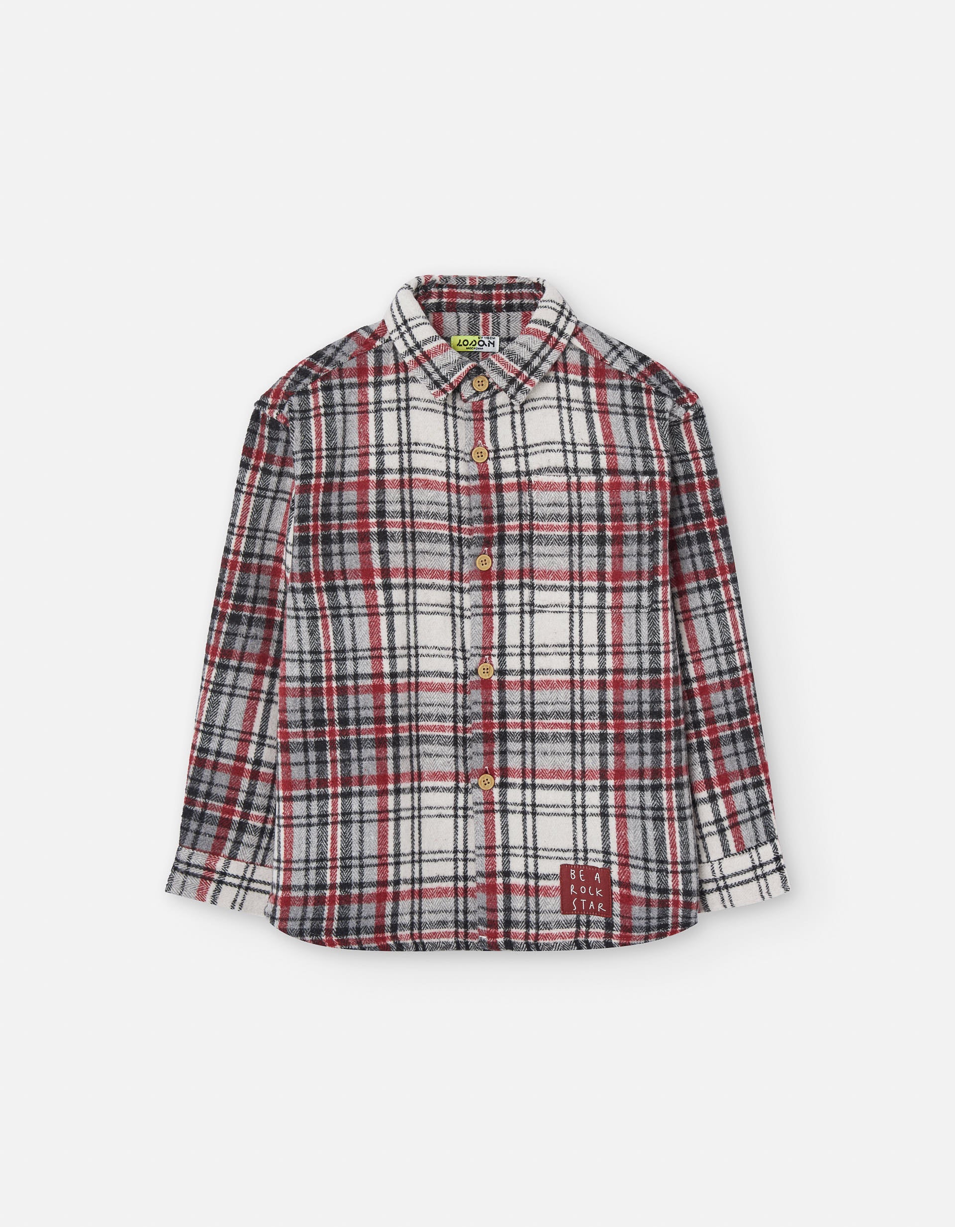 Long sleeve flannel shirt with check pattern for boys, multicolour