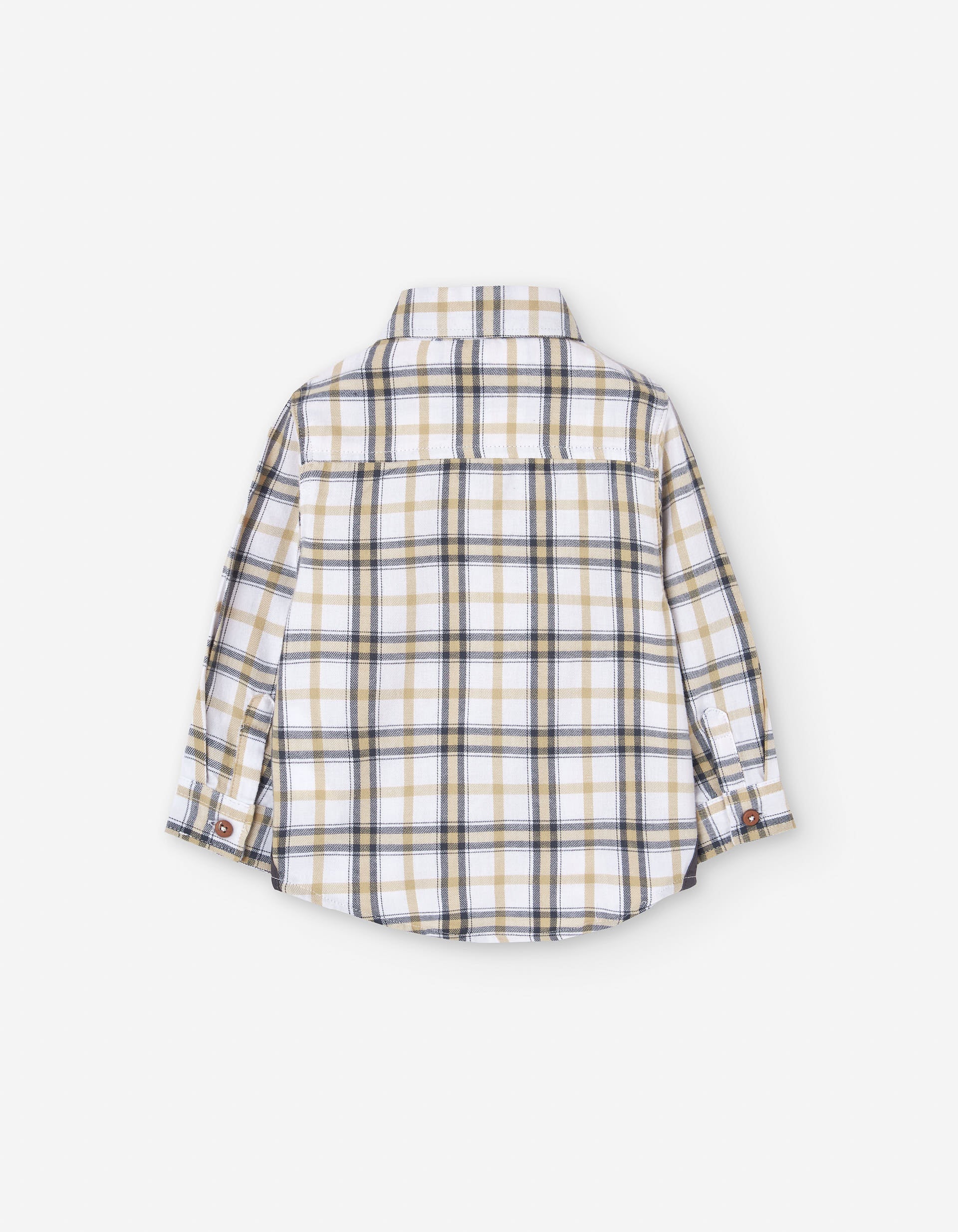 Twill shirt with check pattern for baby boys, white/yellow/grey