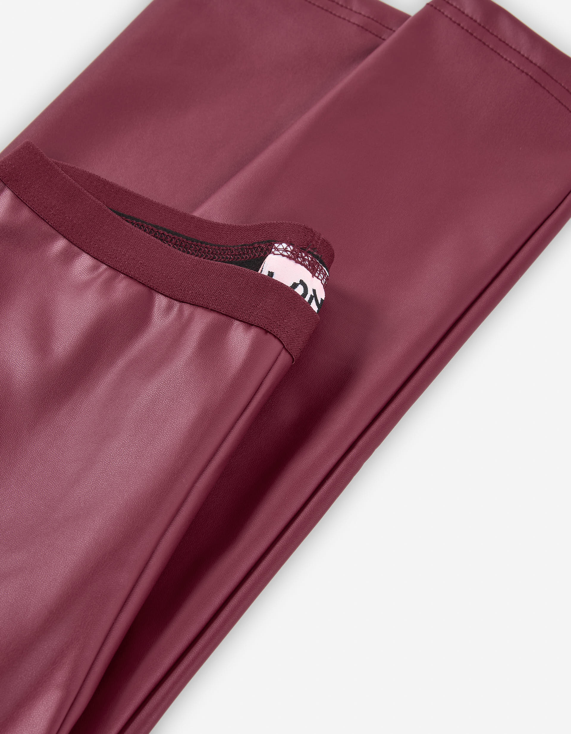 Synthetic leather leggings for girls, dark red