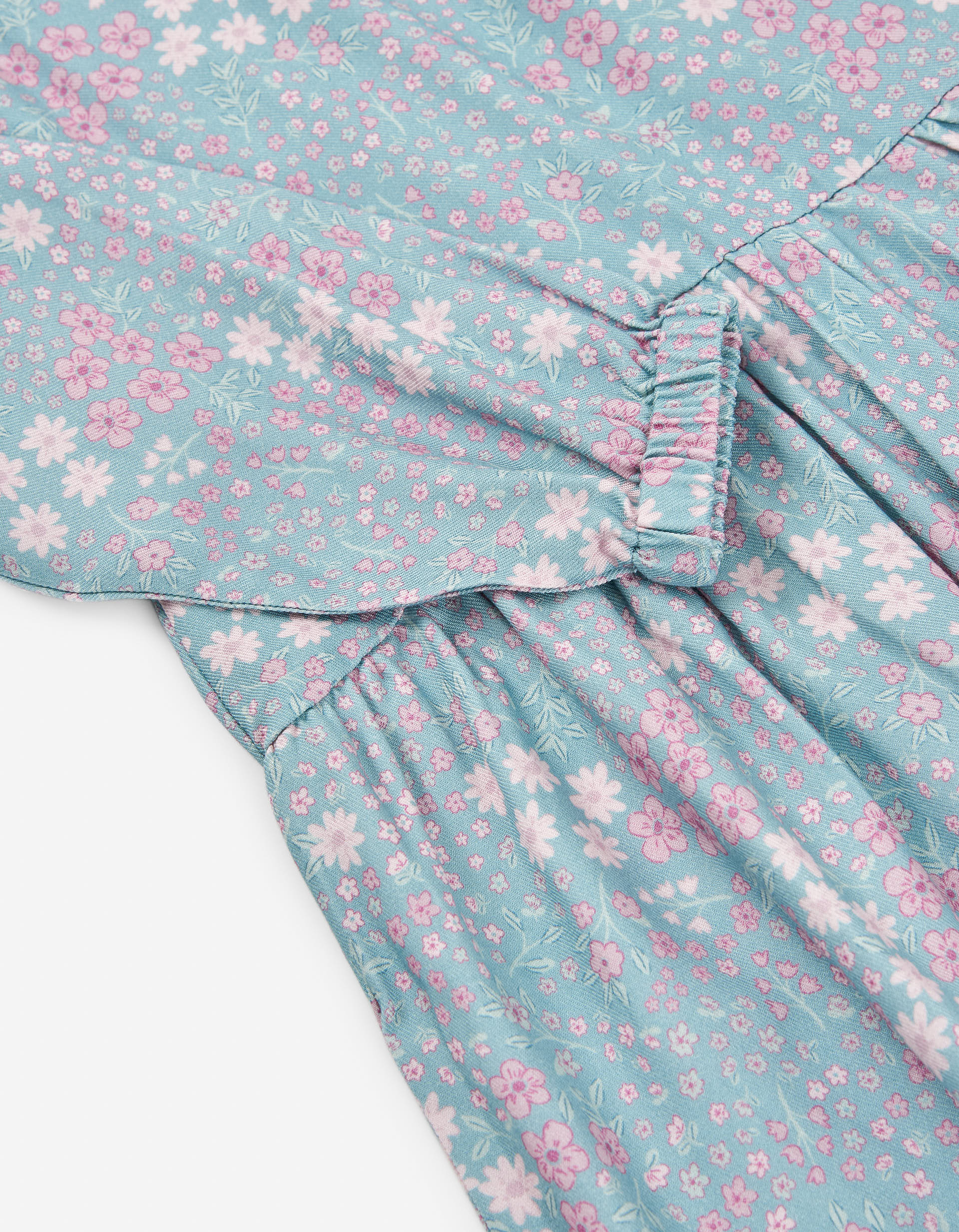 Vestido de manga comprida com padrão floral para menina, azul/rosa