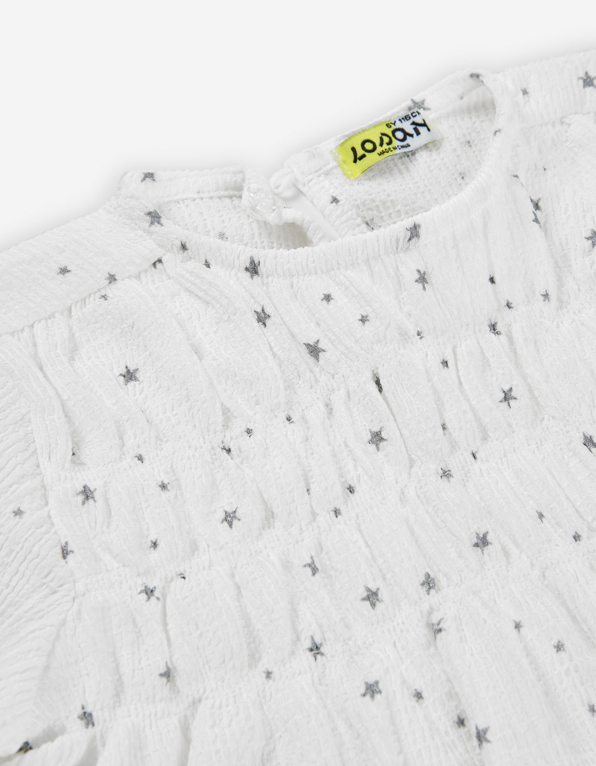 Long sleeve T-shirt with glitter star print for girls, white