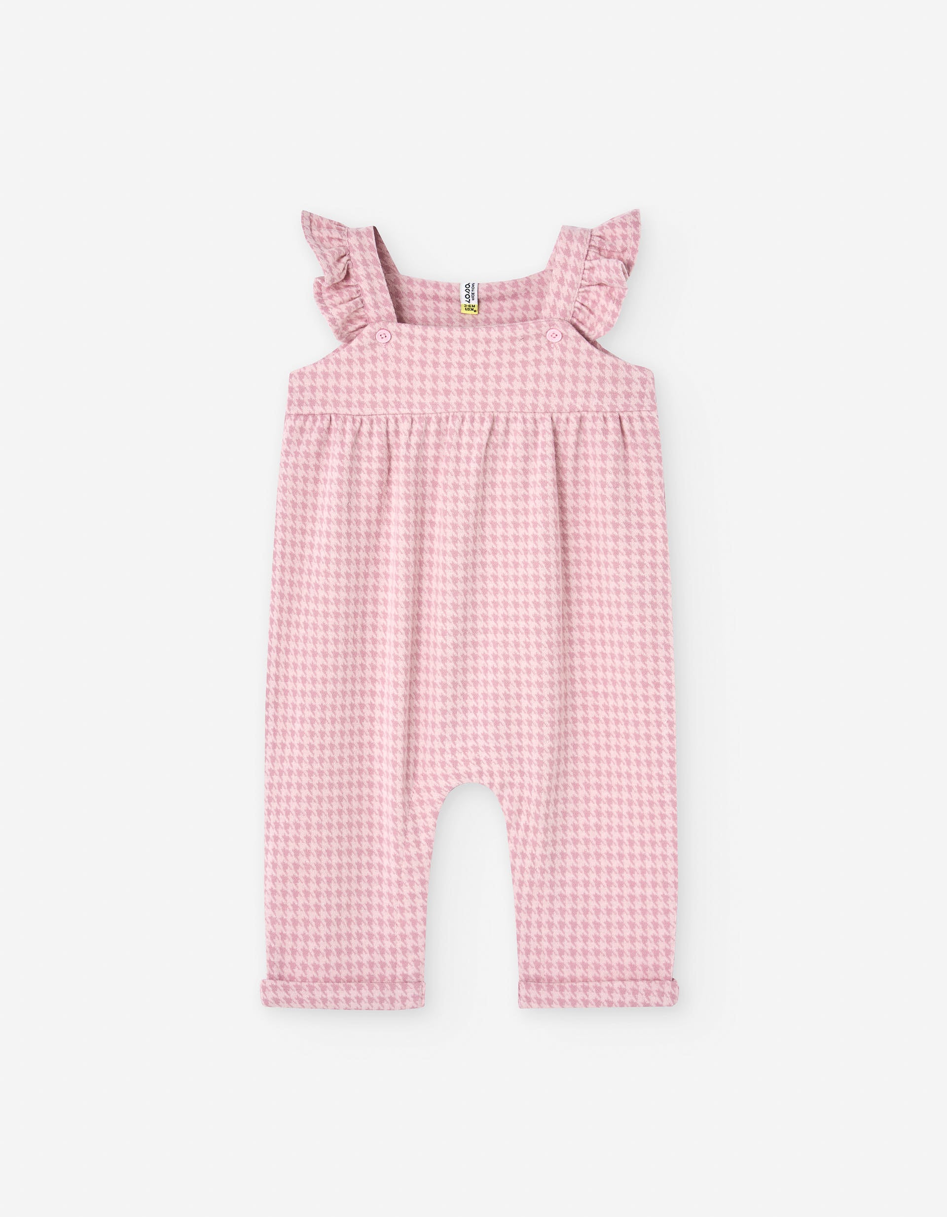 Wool effect jumpsuit with jacquard for baby girls, light pink