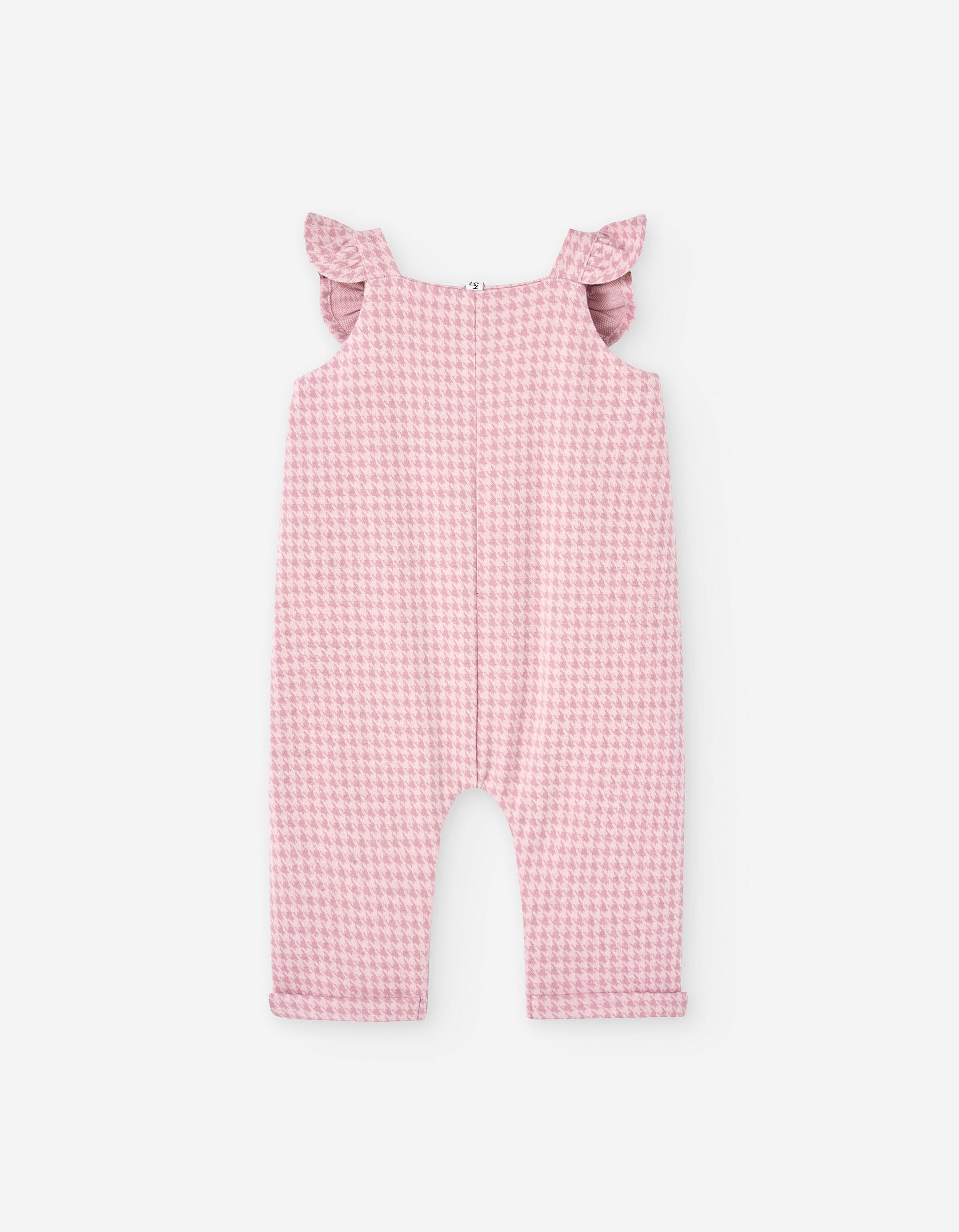 Wool effect jumpsuit with jacquard for baby girls, light pink