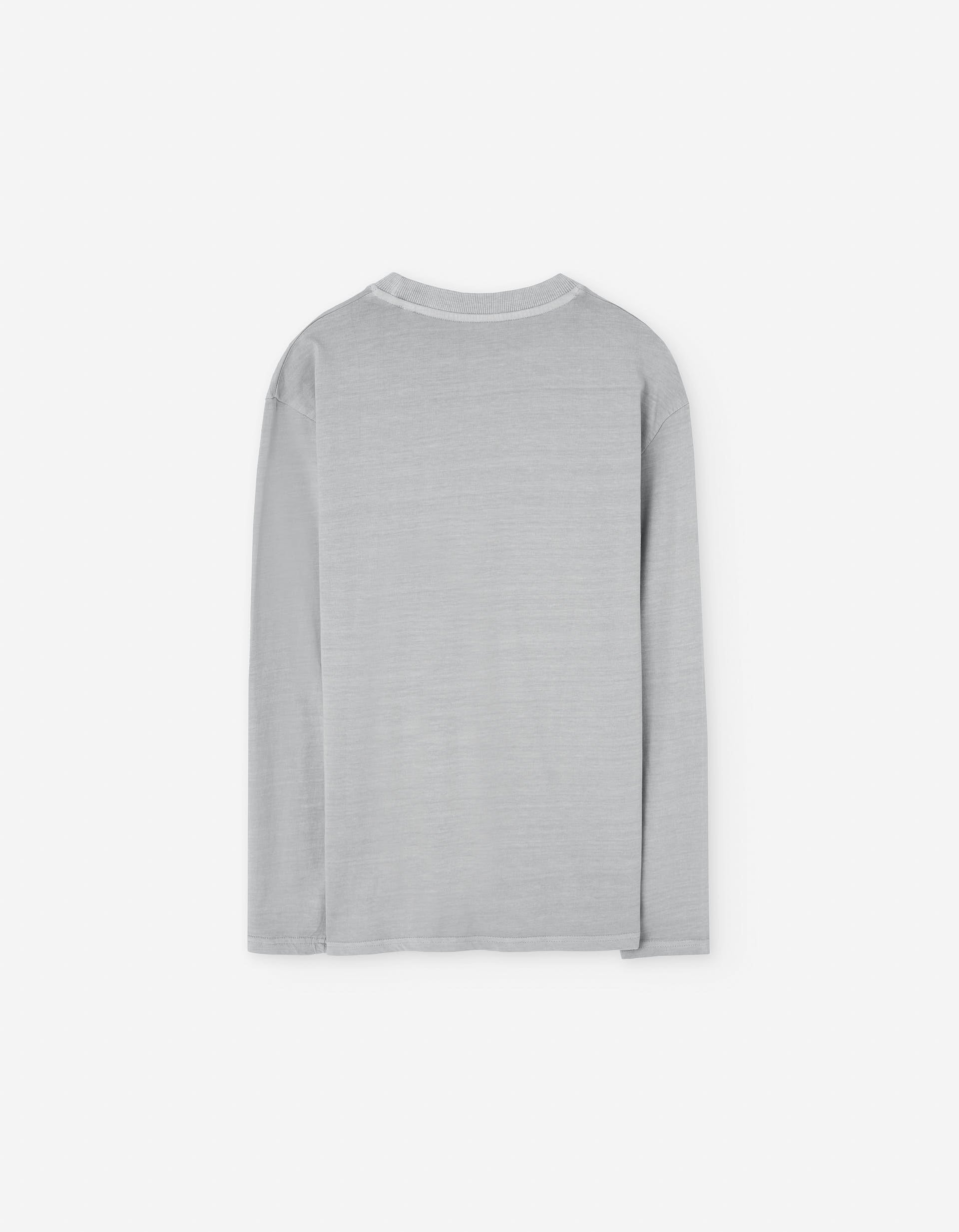 Long sleeve cotton T-shirt with Rebel print for boys, light grey