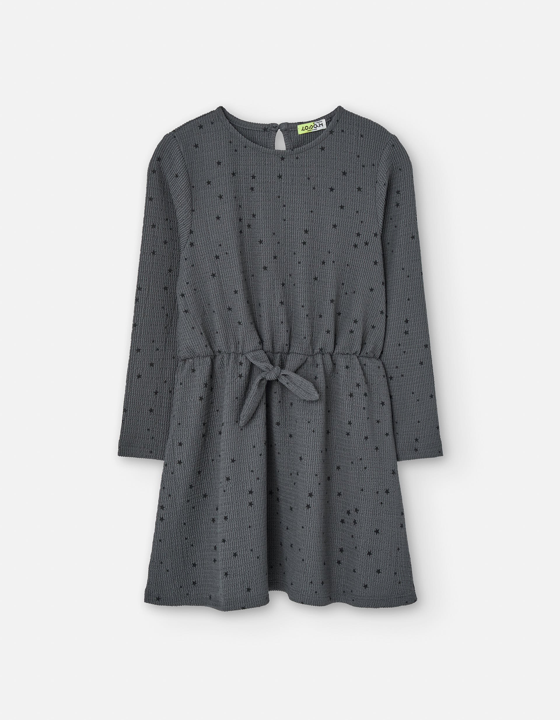 Vestido de manga comprida com motivo de estrelas para menina, cinza-escuro
