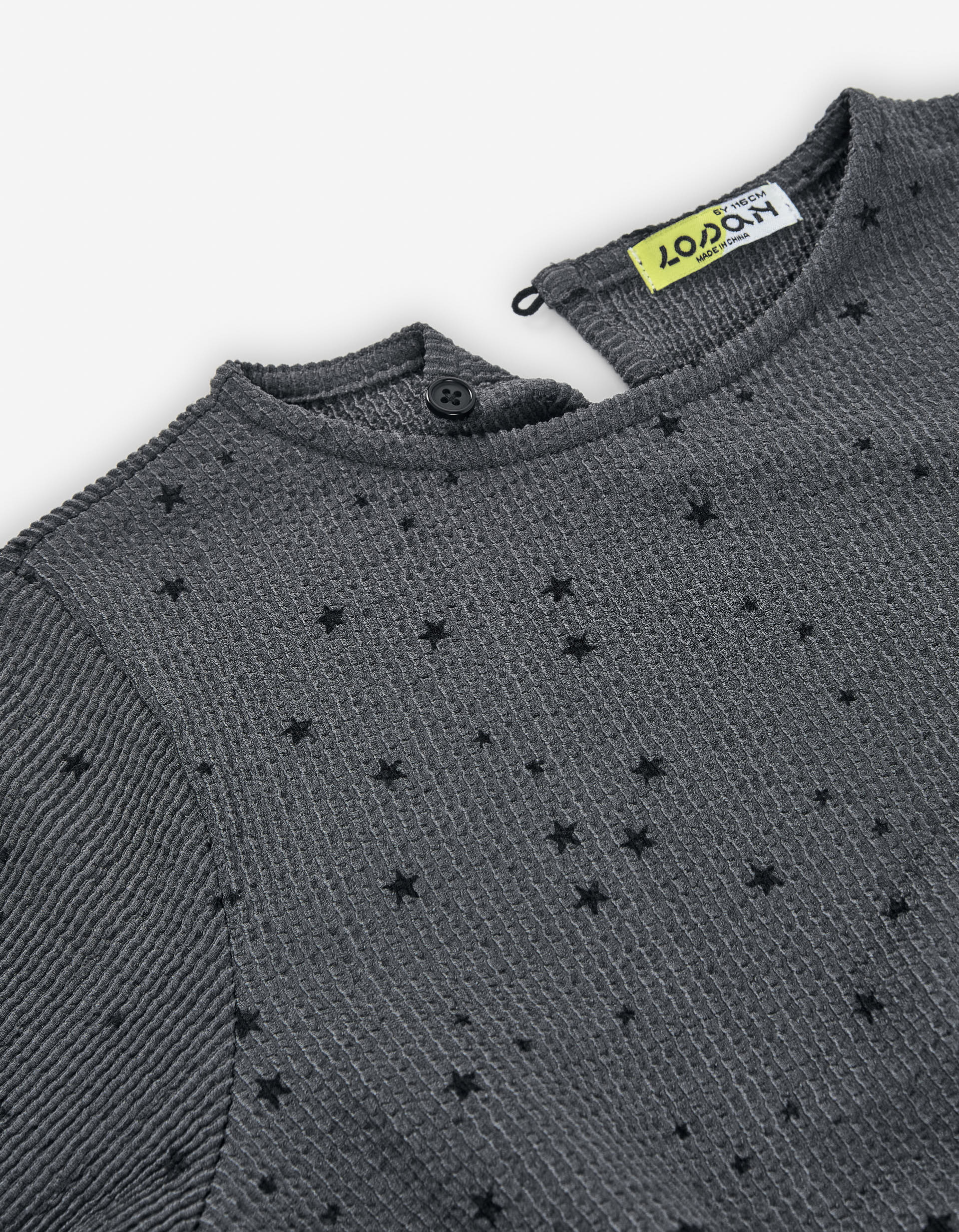 Vestido de manga comprida com motivo de estrelas para menina, cinza-escuro