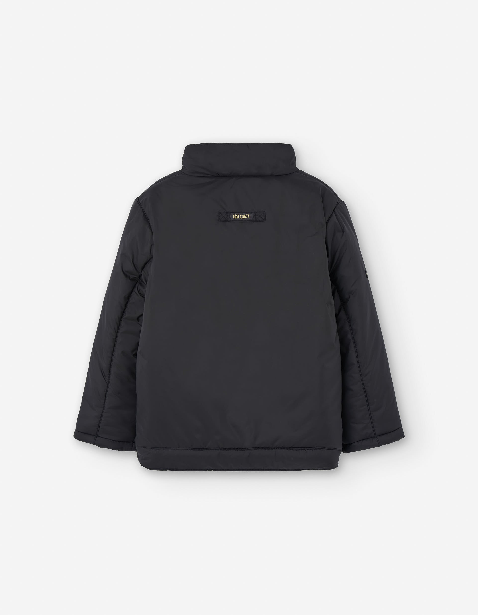 Padded jacket with fleece lining and front pockets for boys, dark grey