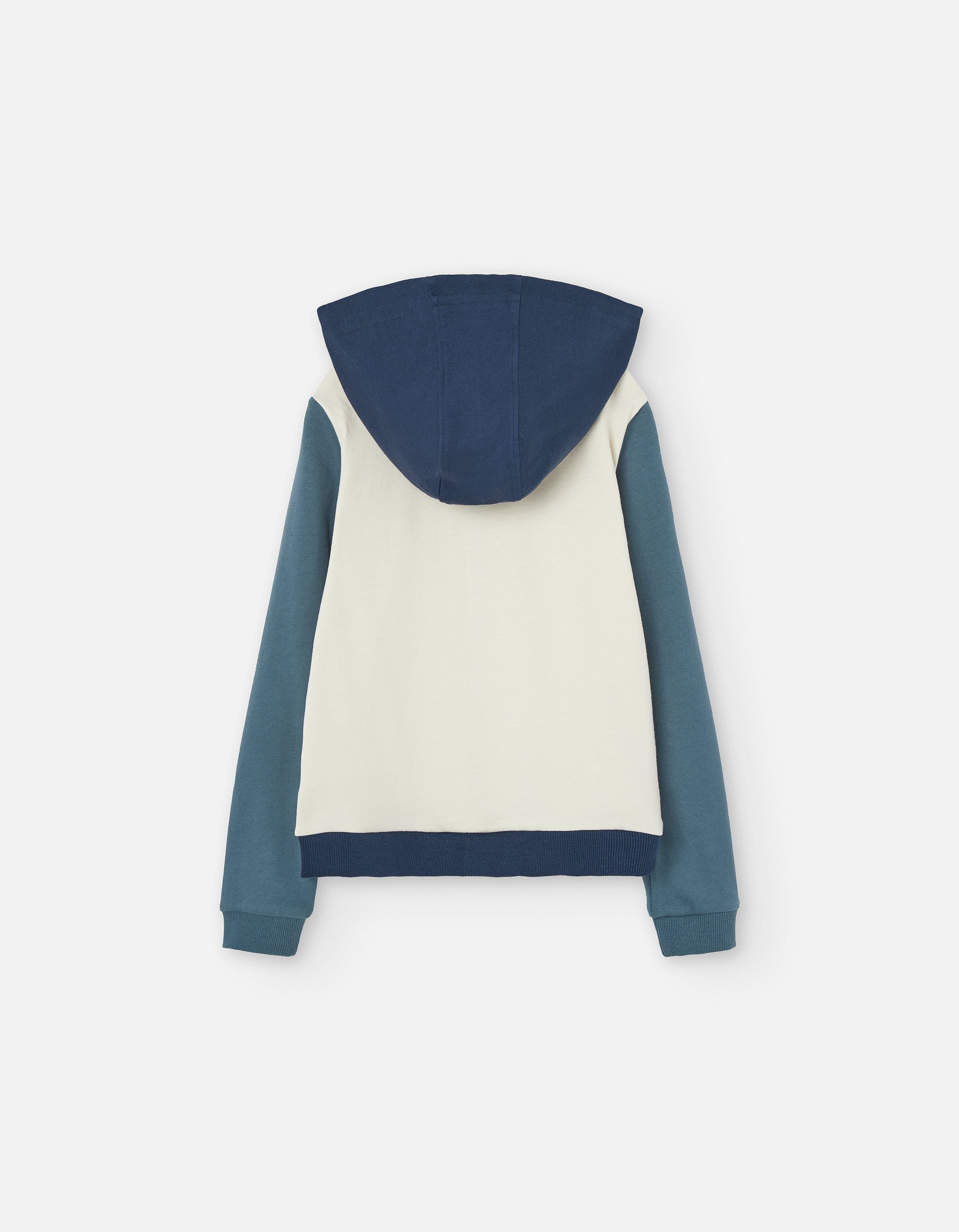 Cotton hooded jacket with forest embroidery for boys, beige/blue