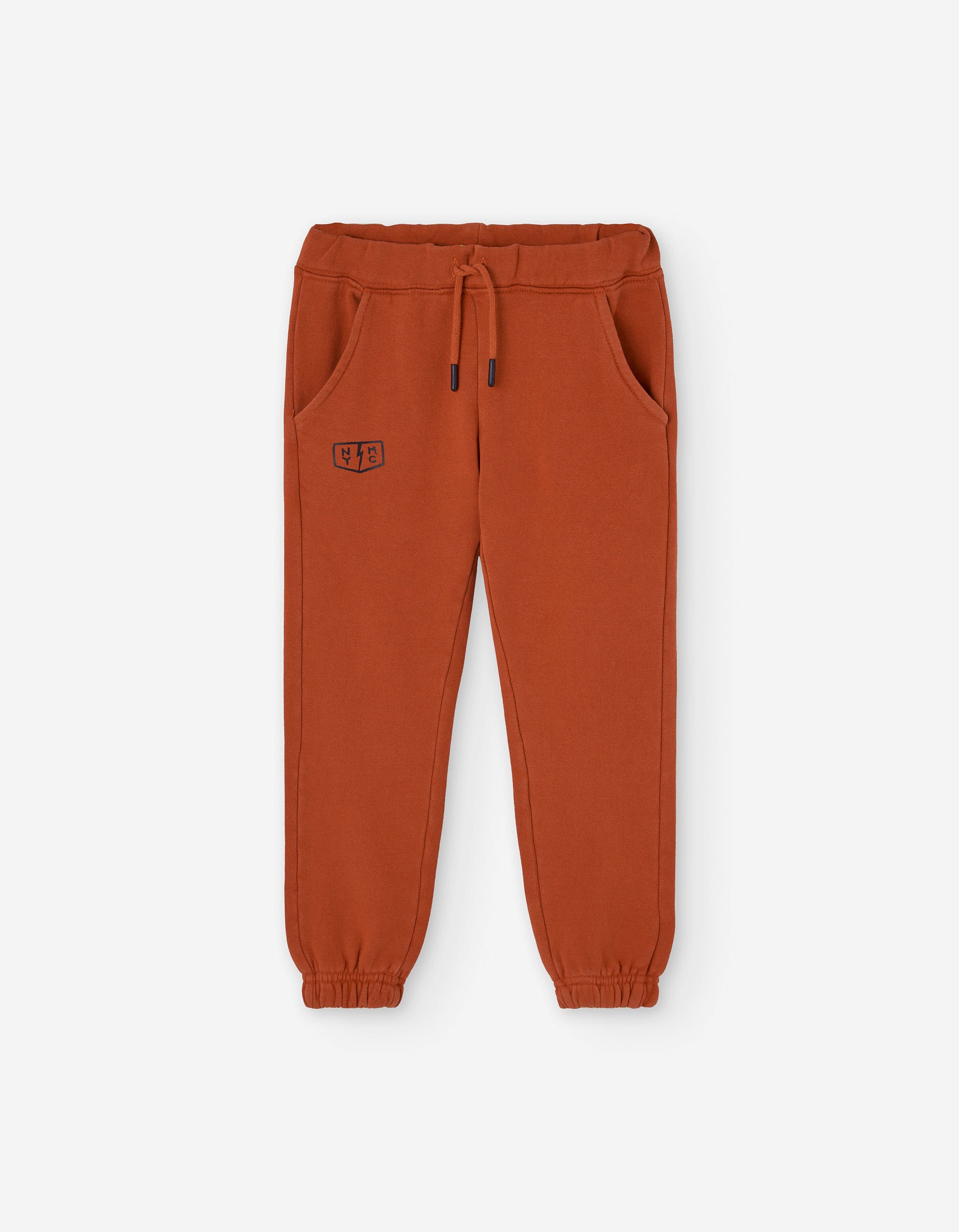 Brushed joggers with front print for boys, orange