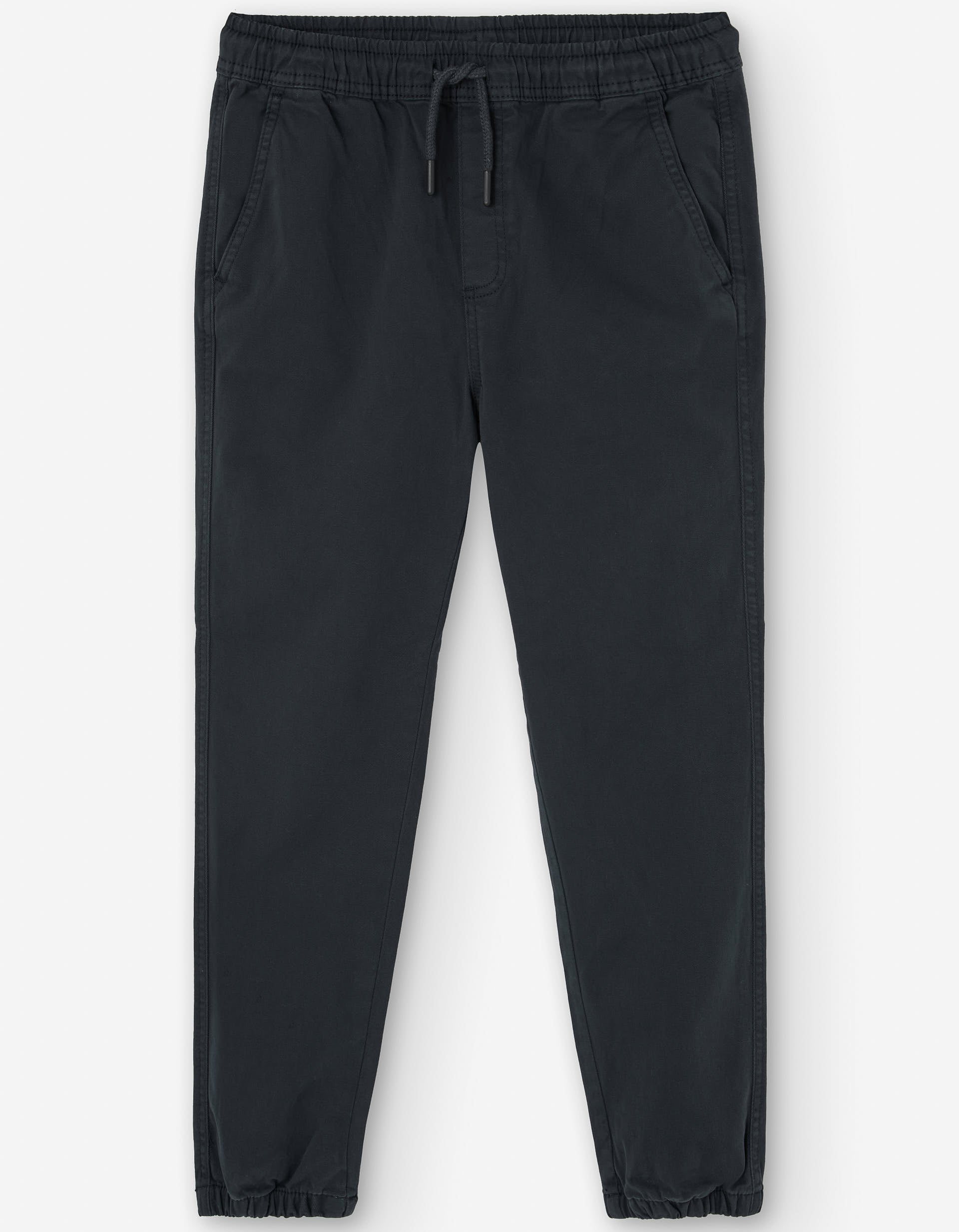 Twill joggers with drawstring and pockets for boys, dark grey