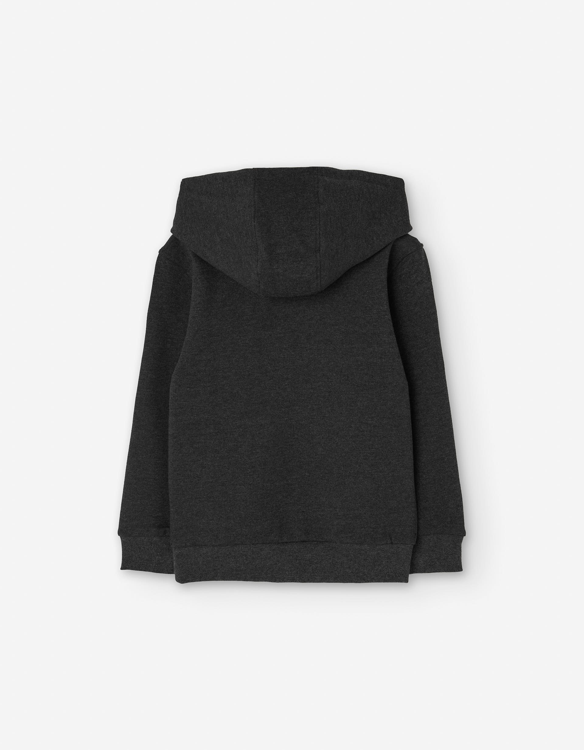 Sweat en coton à capuche et imprimé en relief pour garçon, gris foncé