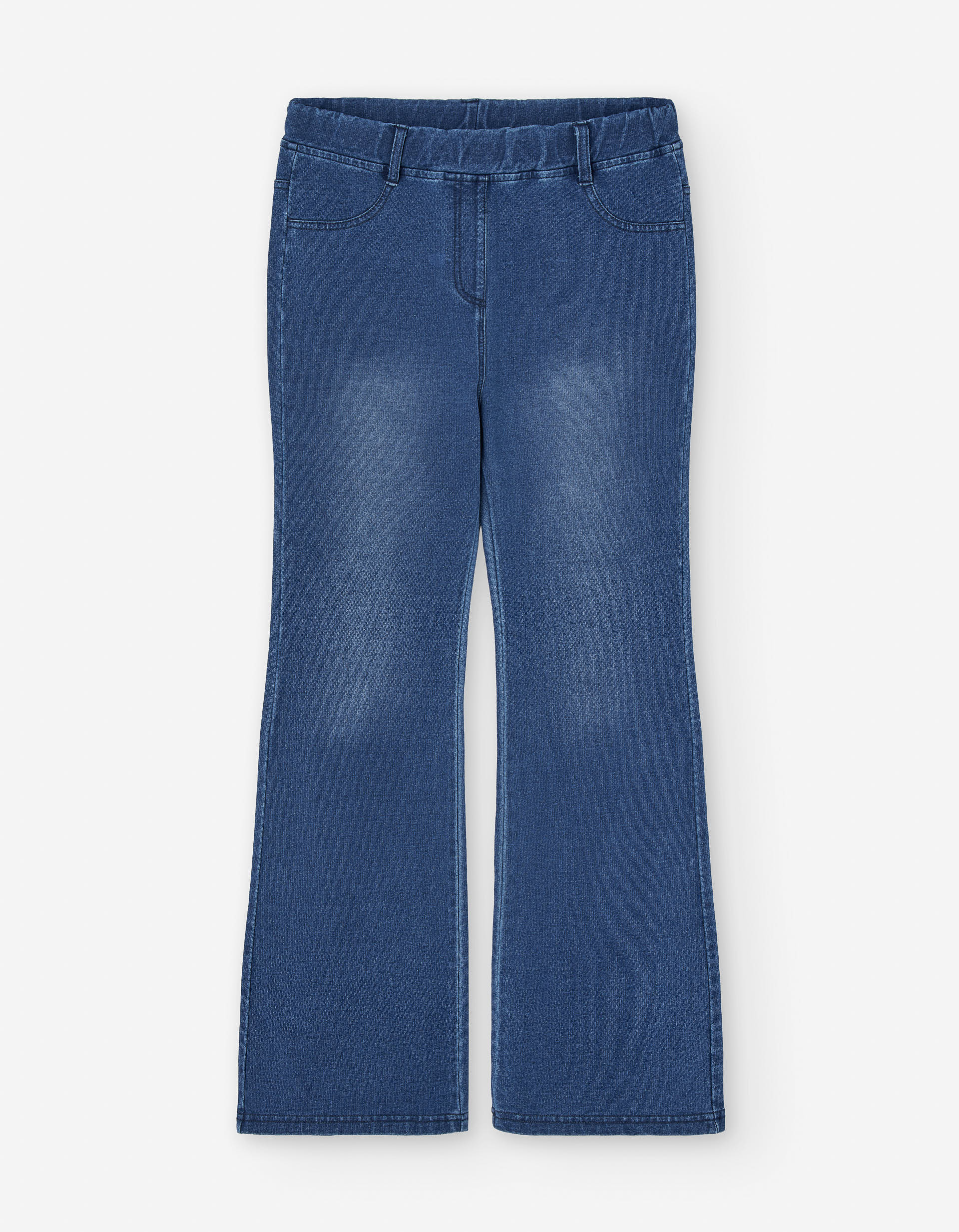 Flared jeggings with belt loops for girls, blue