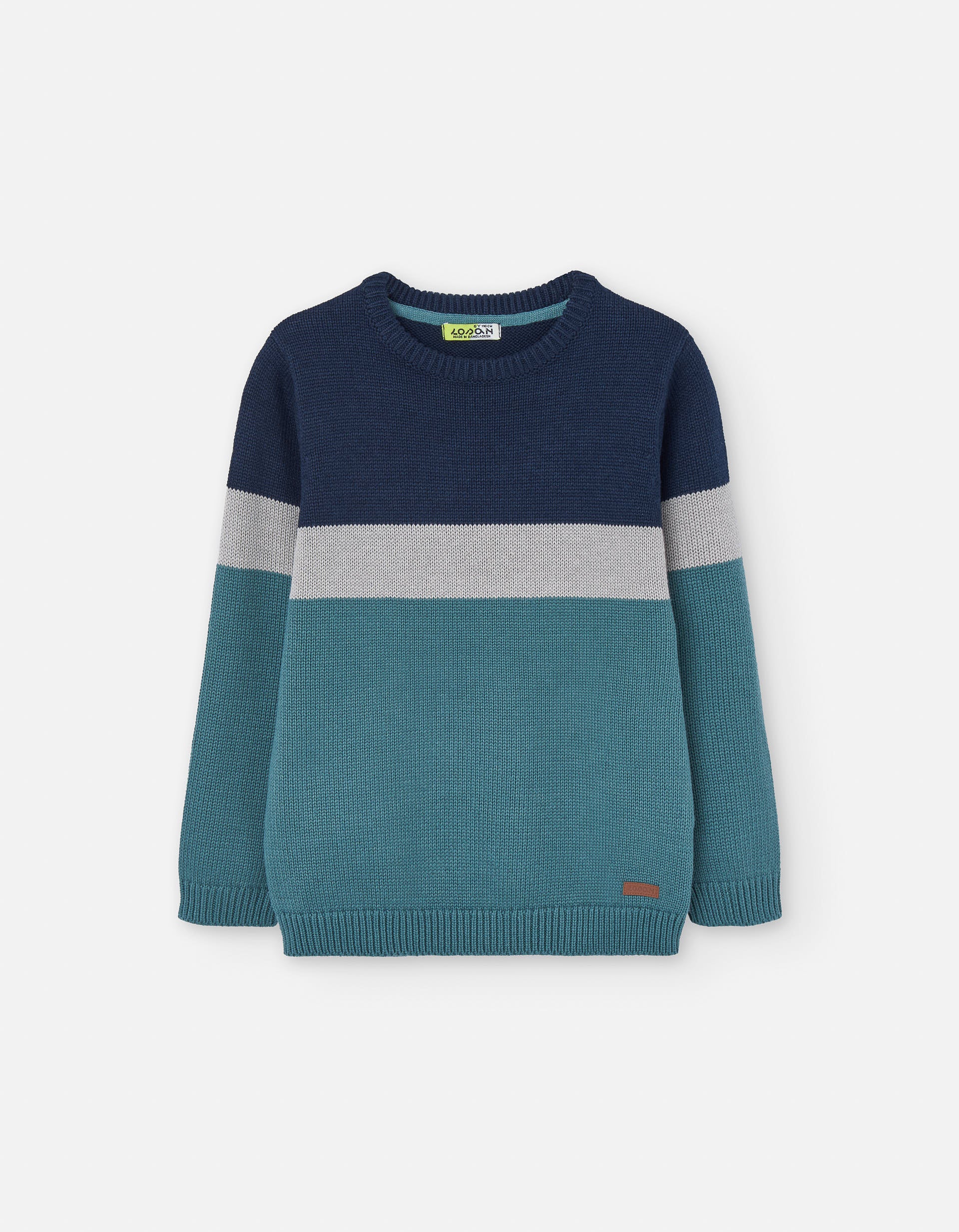 Knitted jumper in a cotton blend for boys, blue/grey